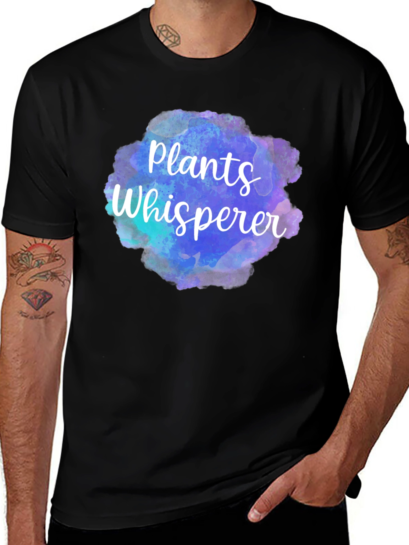Variant 3 of Plants Whisperer Graphic Tee - Black Cotton T-Shirt