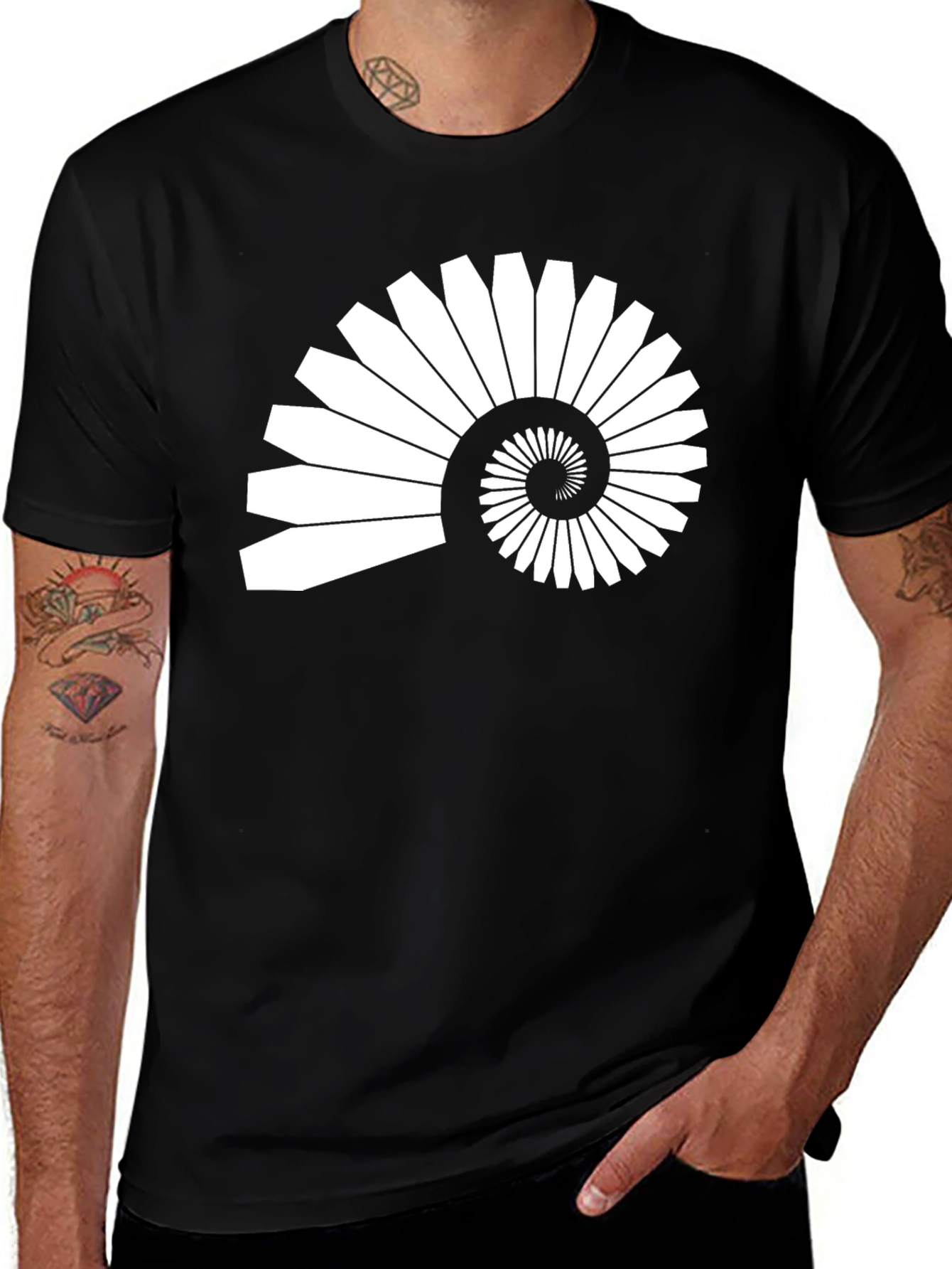 Variant 18 of Abstract Nautilus Spiral Graphic T-Shirt