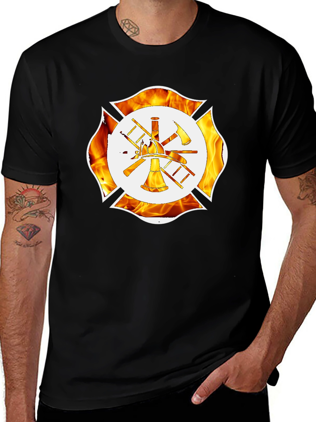 Variant 23 of Firefighter Maltese Cross Graphic T-Shirt