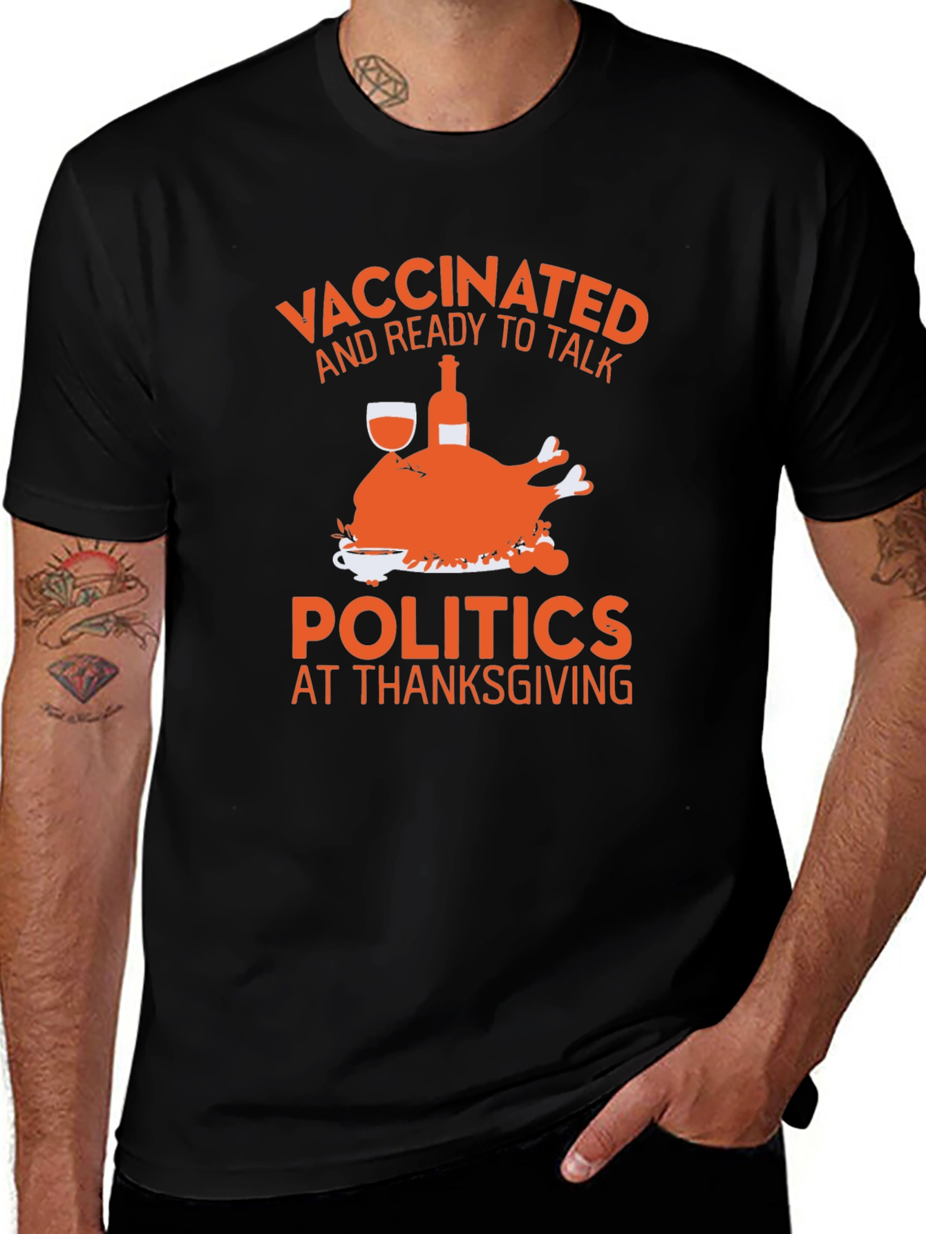 Vaccinated Thanksgiving Politics Tee