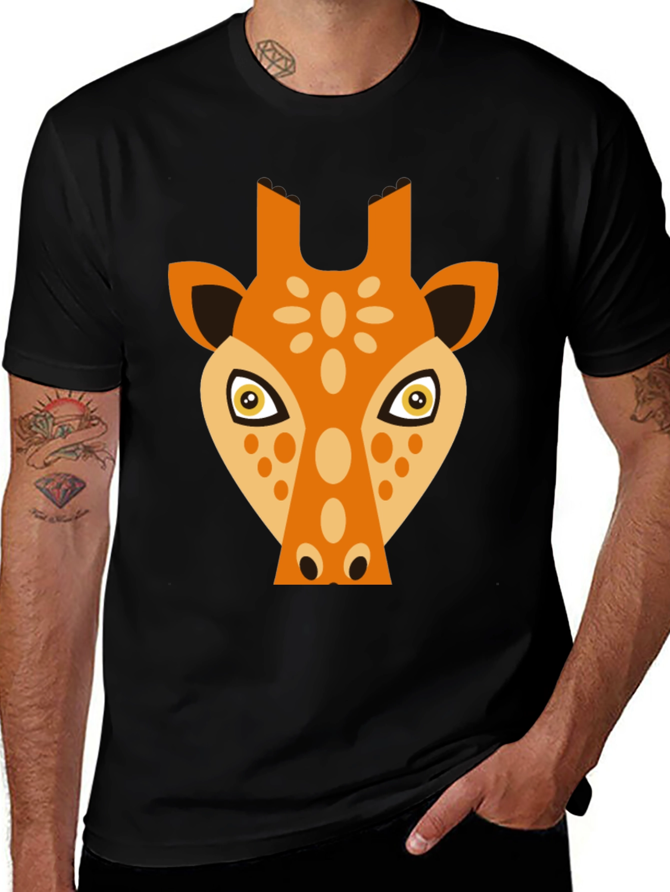 Variant 19 of Giraffe Graphic Tee - Men's Black T-Shirt
