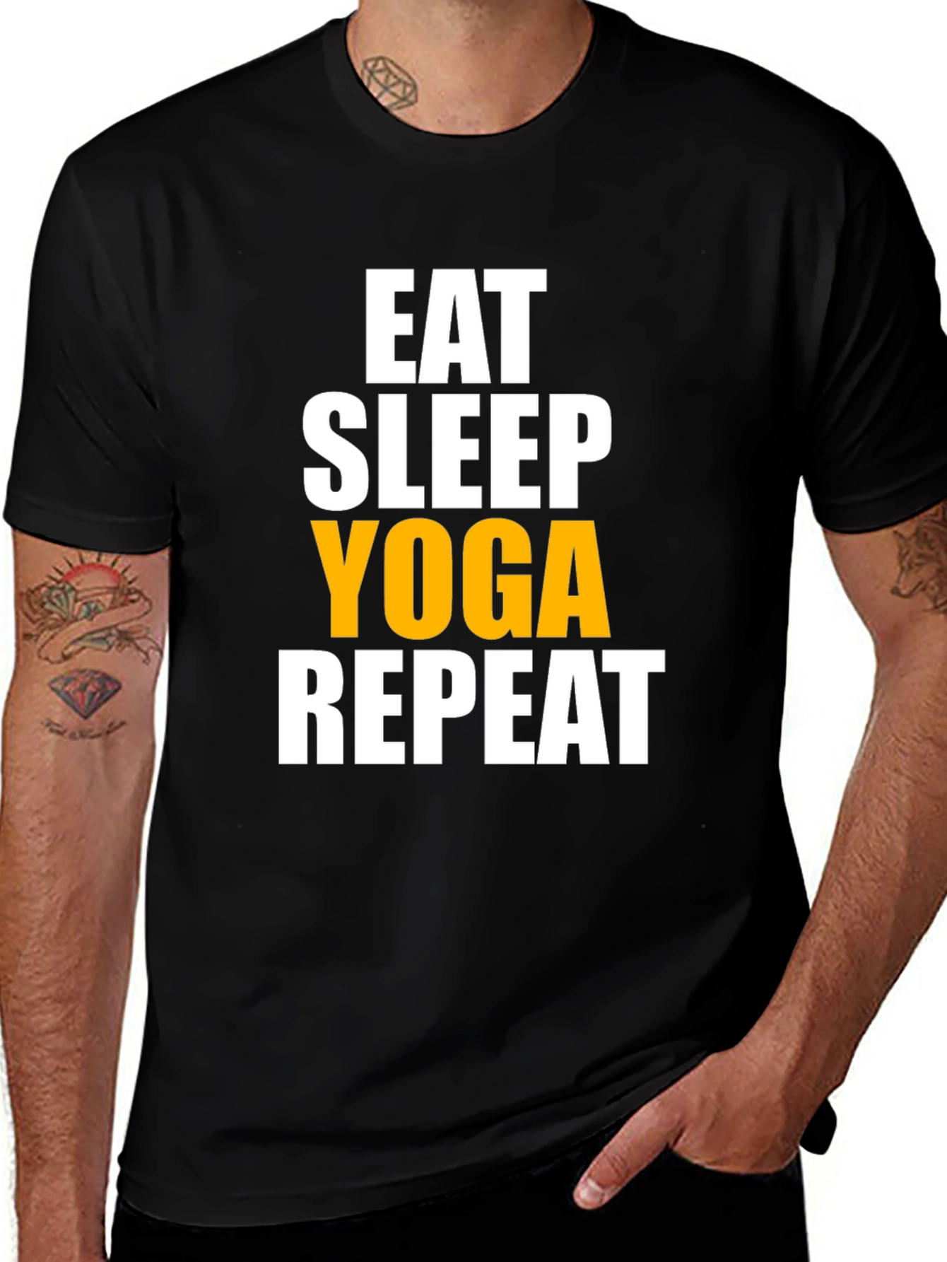 Variant 24 of Eat Sleep Yoga Repeat Black Graphic Tee