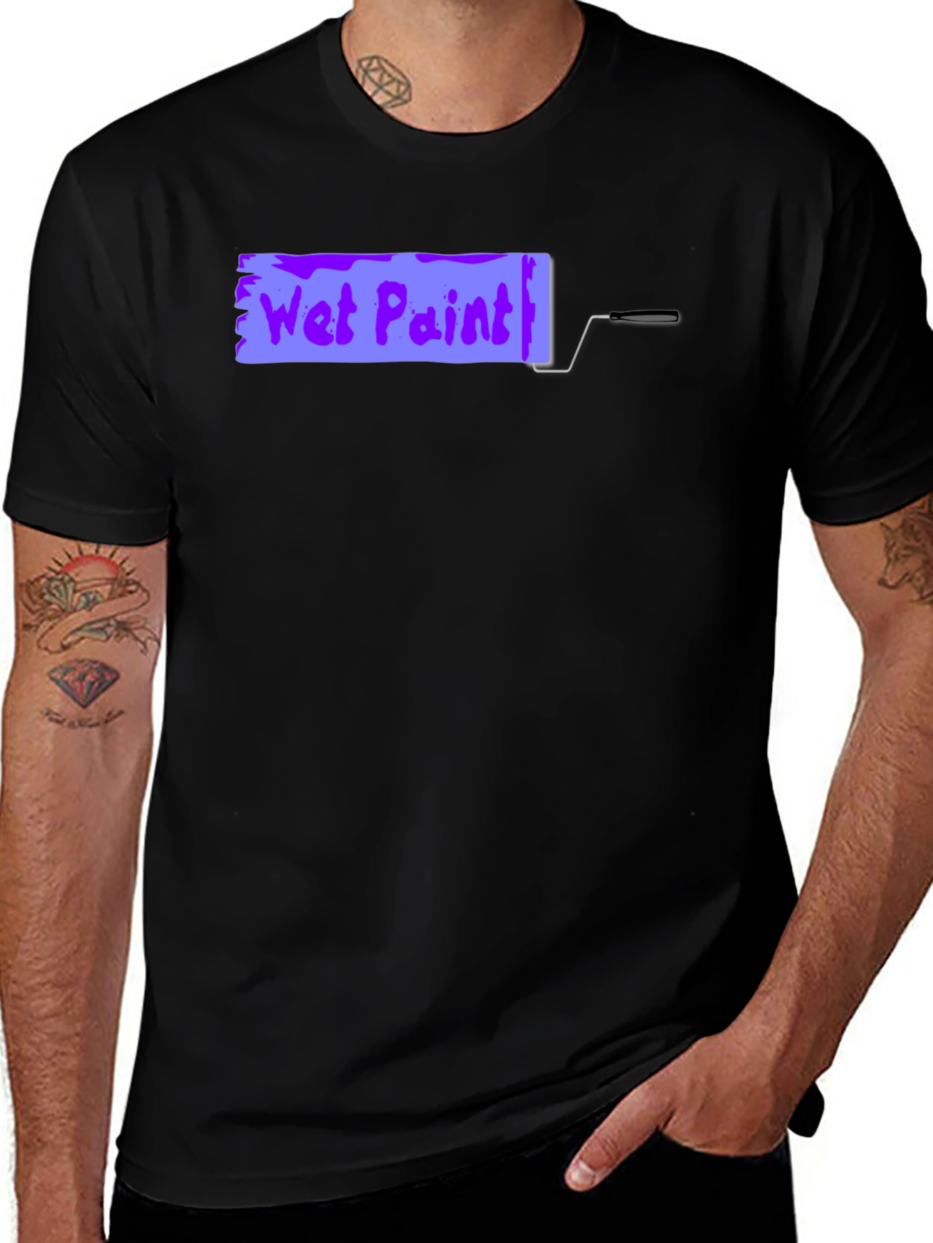 Variant 26 of Wet Paint Graphic Tee - Black Cotton Shirt