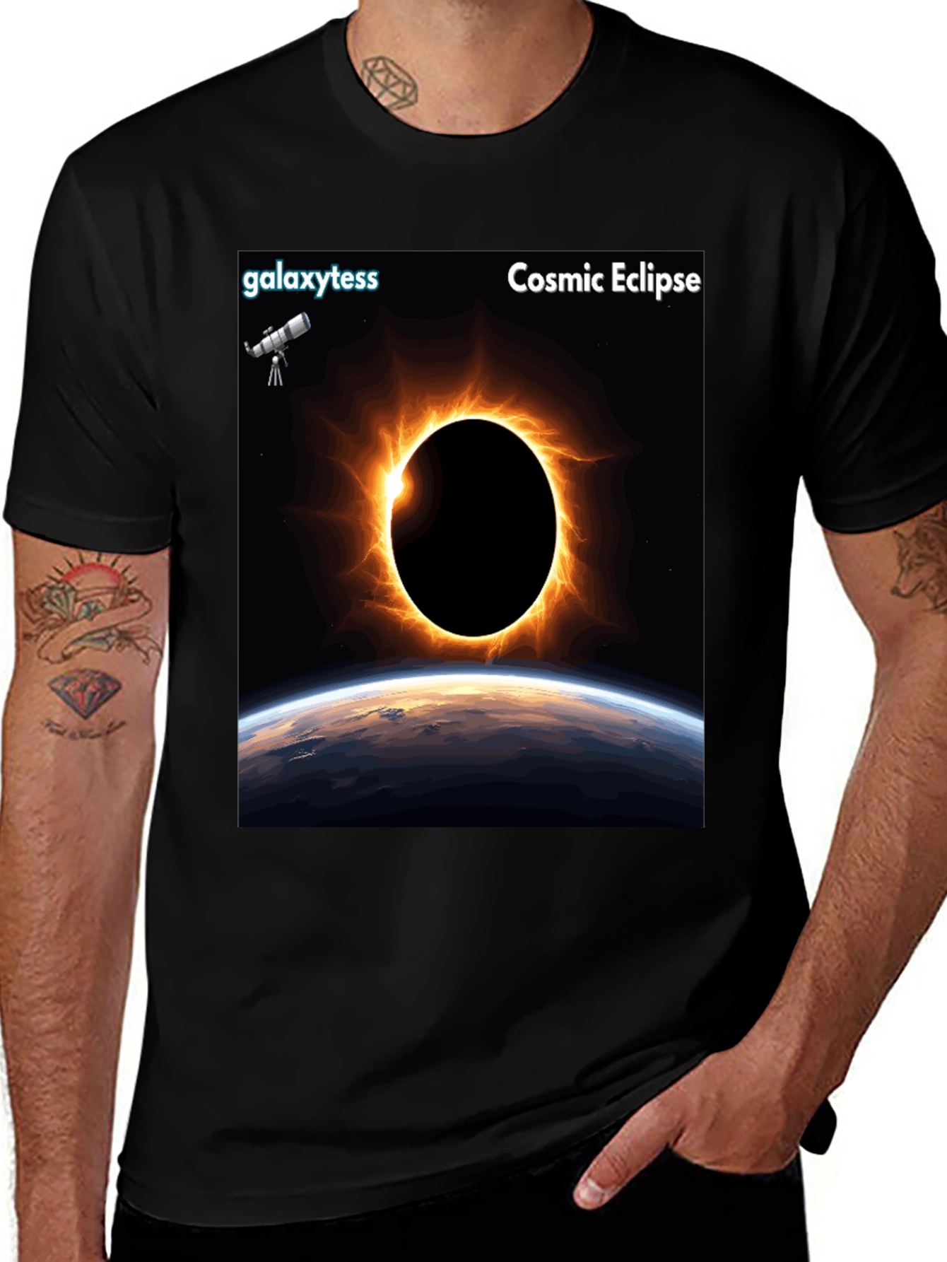 Variant 8 of Cosmic Eclipse Graphic Tee - Black Short Sleeve