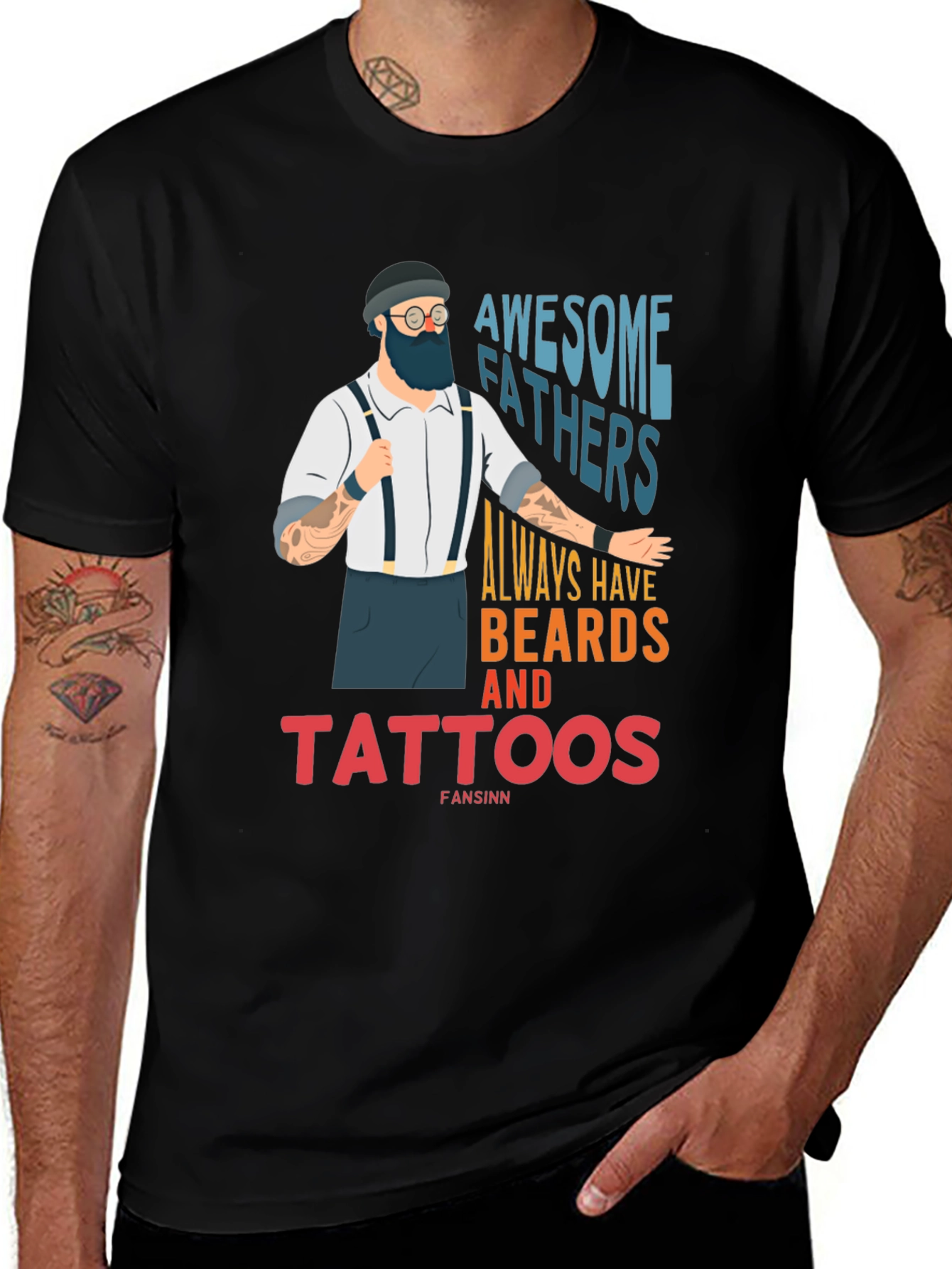 Variant 11 of Awesome Fathers Beards Tattoos Graphic Tee