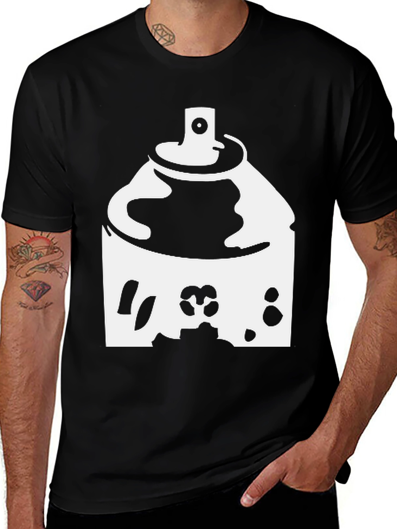 Spray Paint Graphic Tee - Black Cotton Shirt