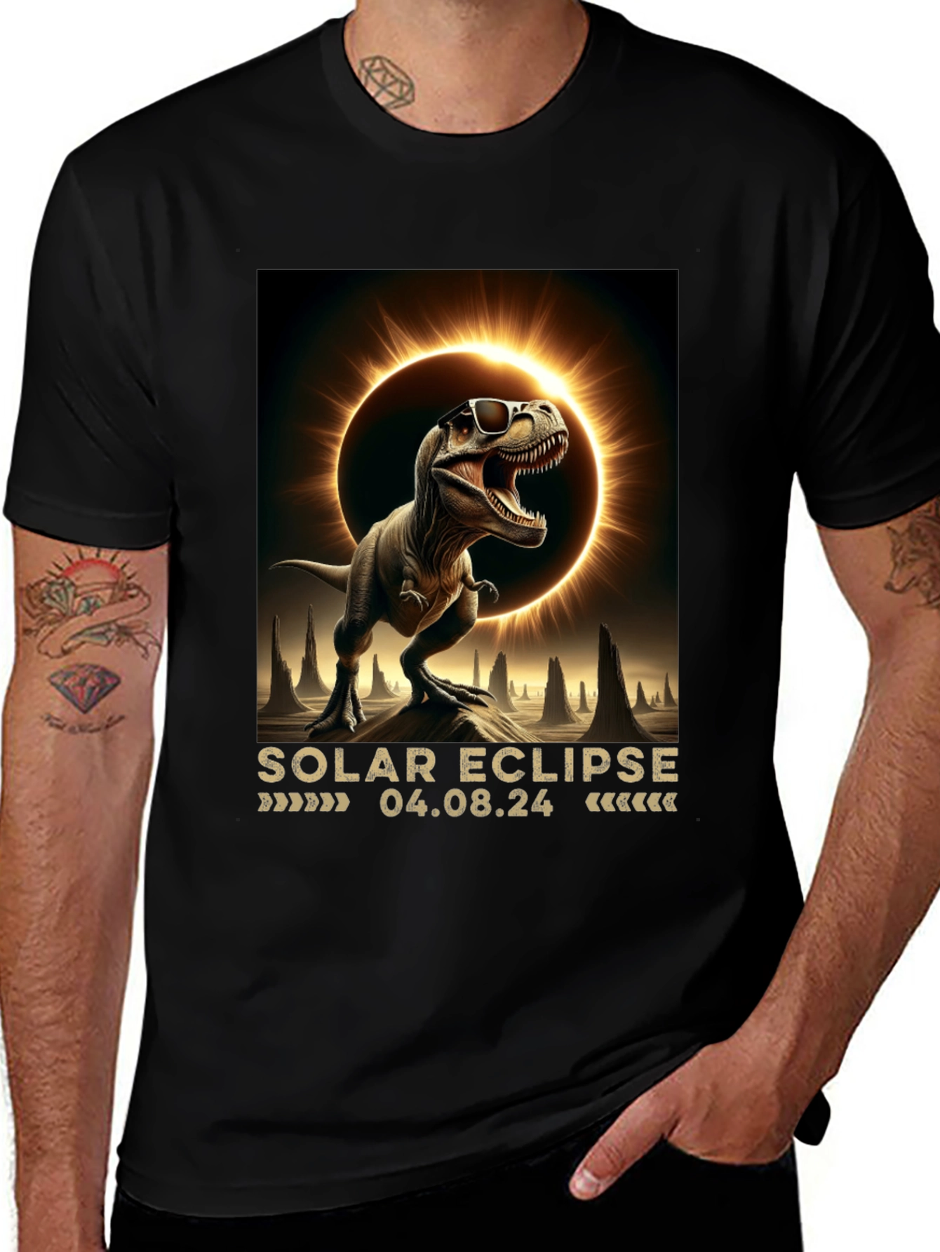 Solar Eclipse Dinosaur T-Shirt