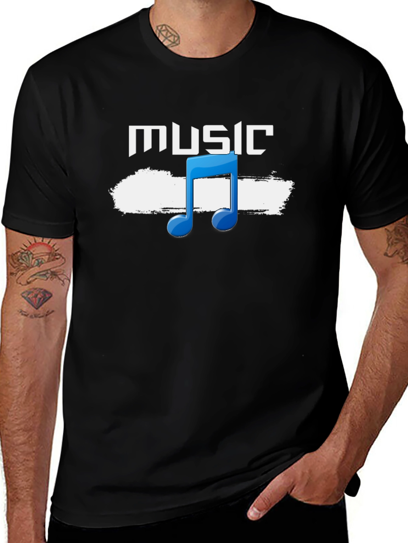Variant 9 of Music Note Graphic Black T-Shirt