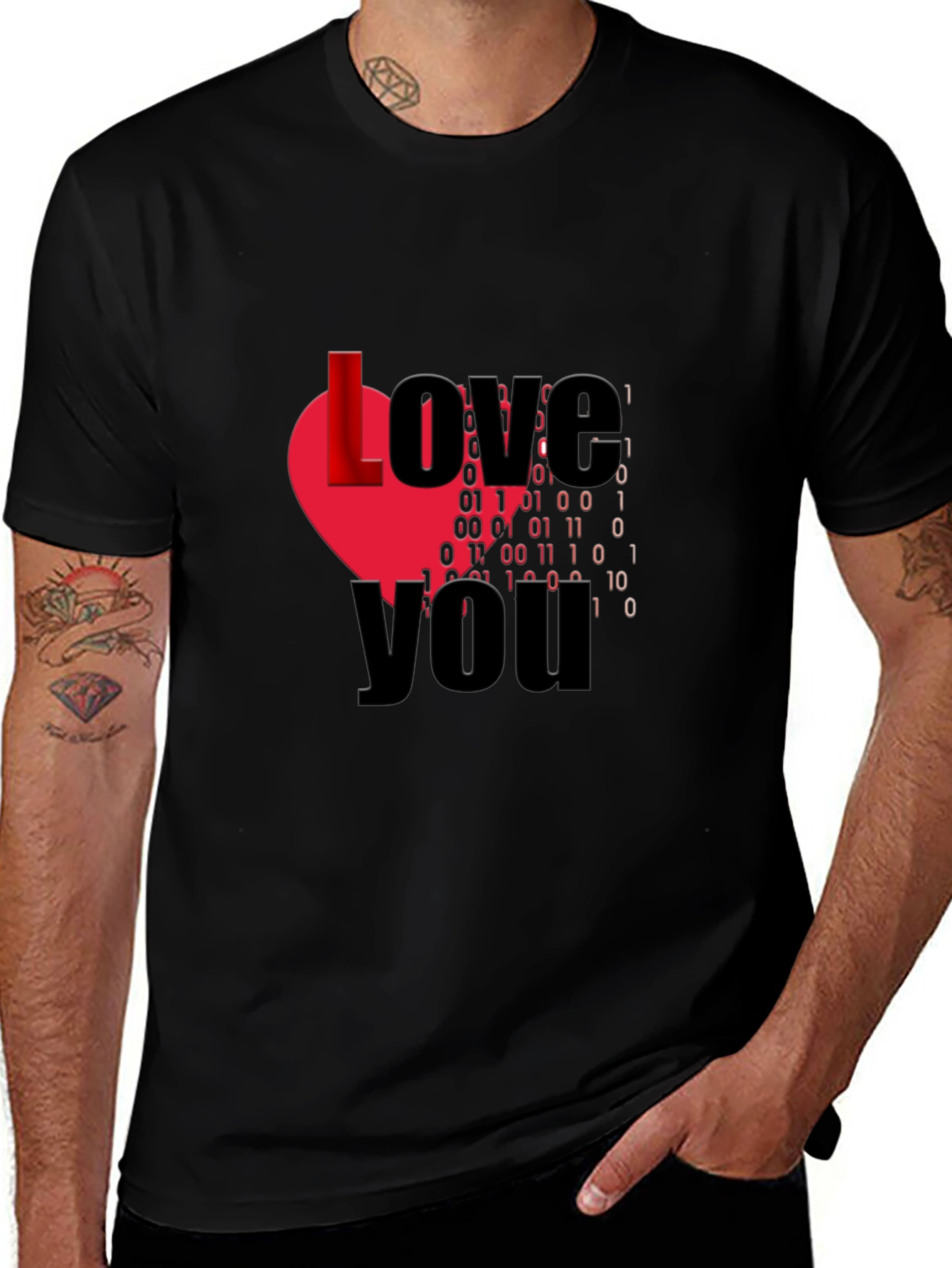 Variant 15 of I Love You Binary Code Graphic T-Shirt