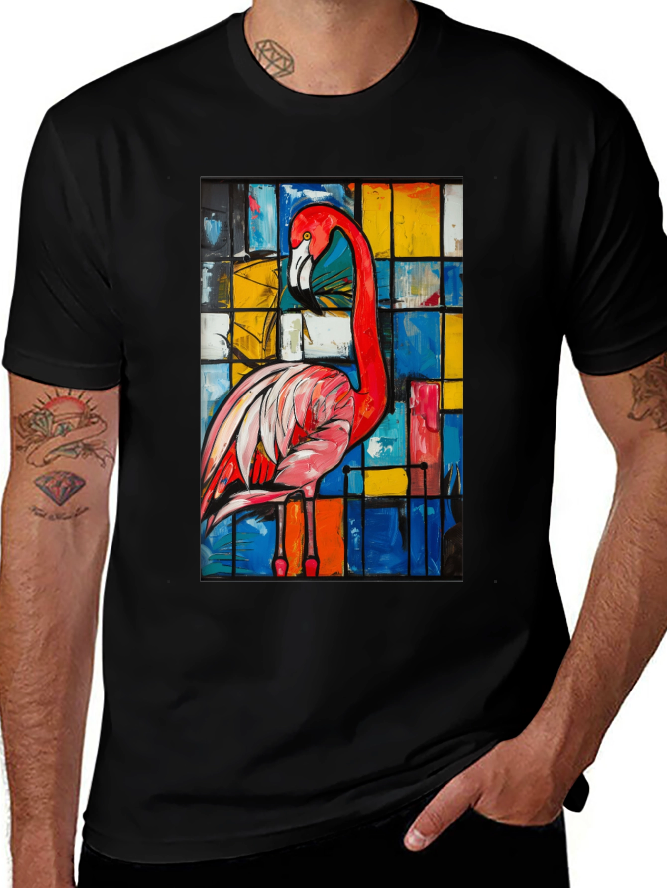 Variant 28 of Abstract Flamingo Graphic Tee - Modern Art Shirt