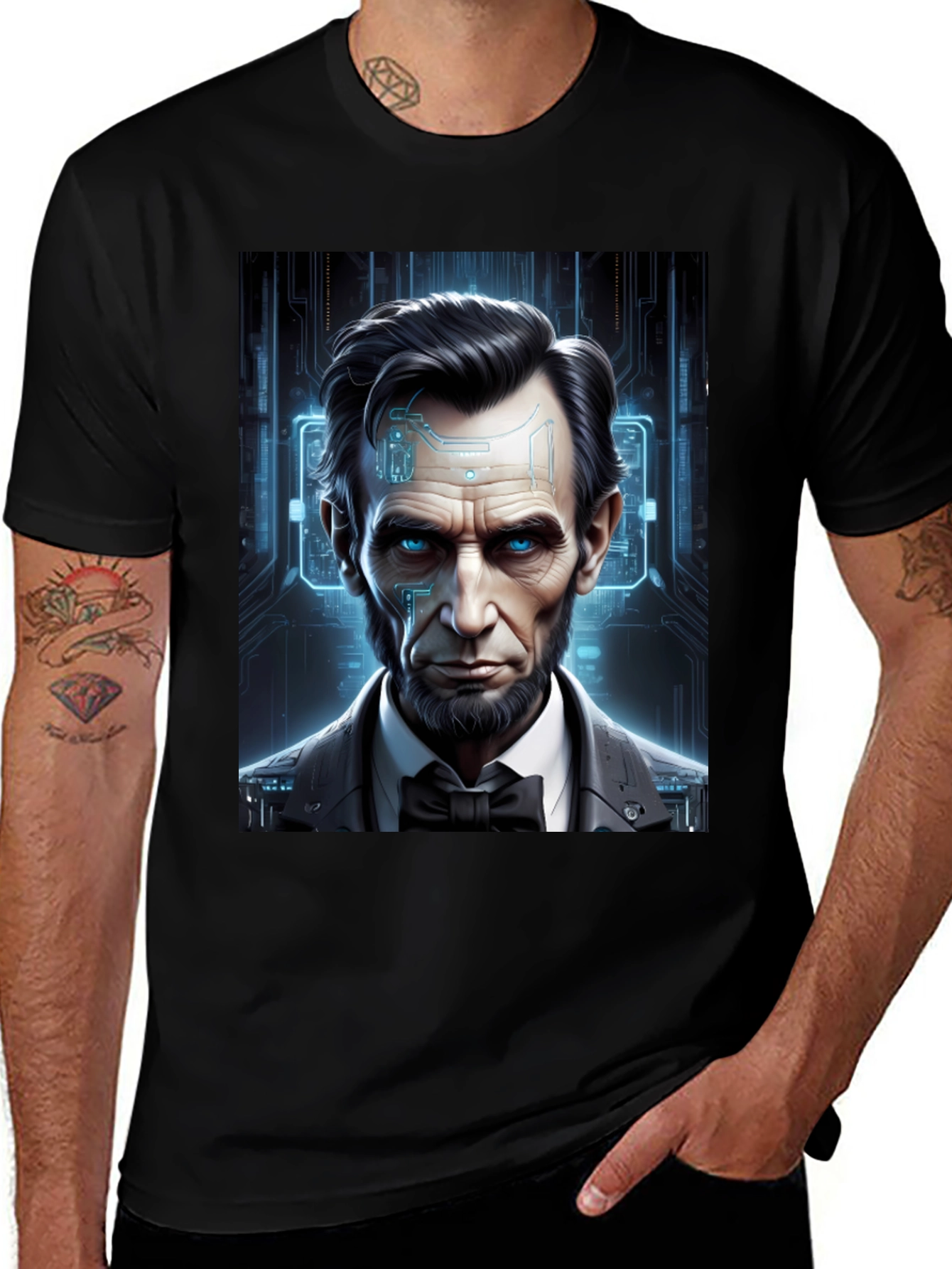 Variant 26 of Cyber Lincoln T-Shirt - Futuristic Portrait Tee