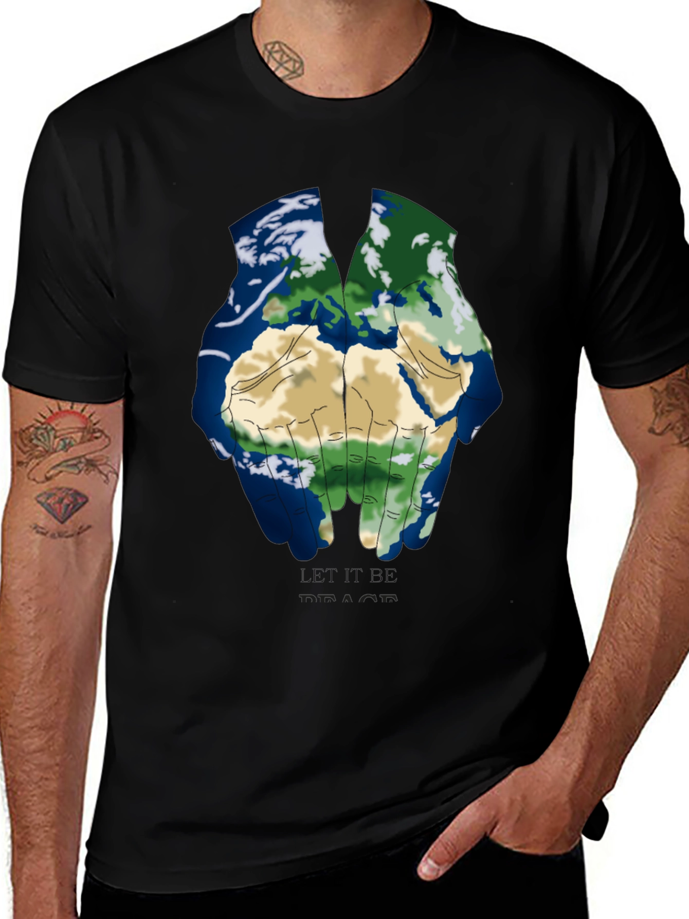 Variant 11 of Earth Hands Graphic T-Shirt - Let it Peace