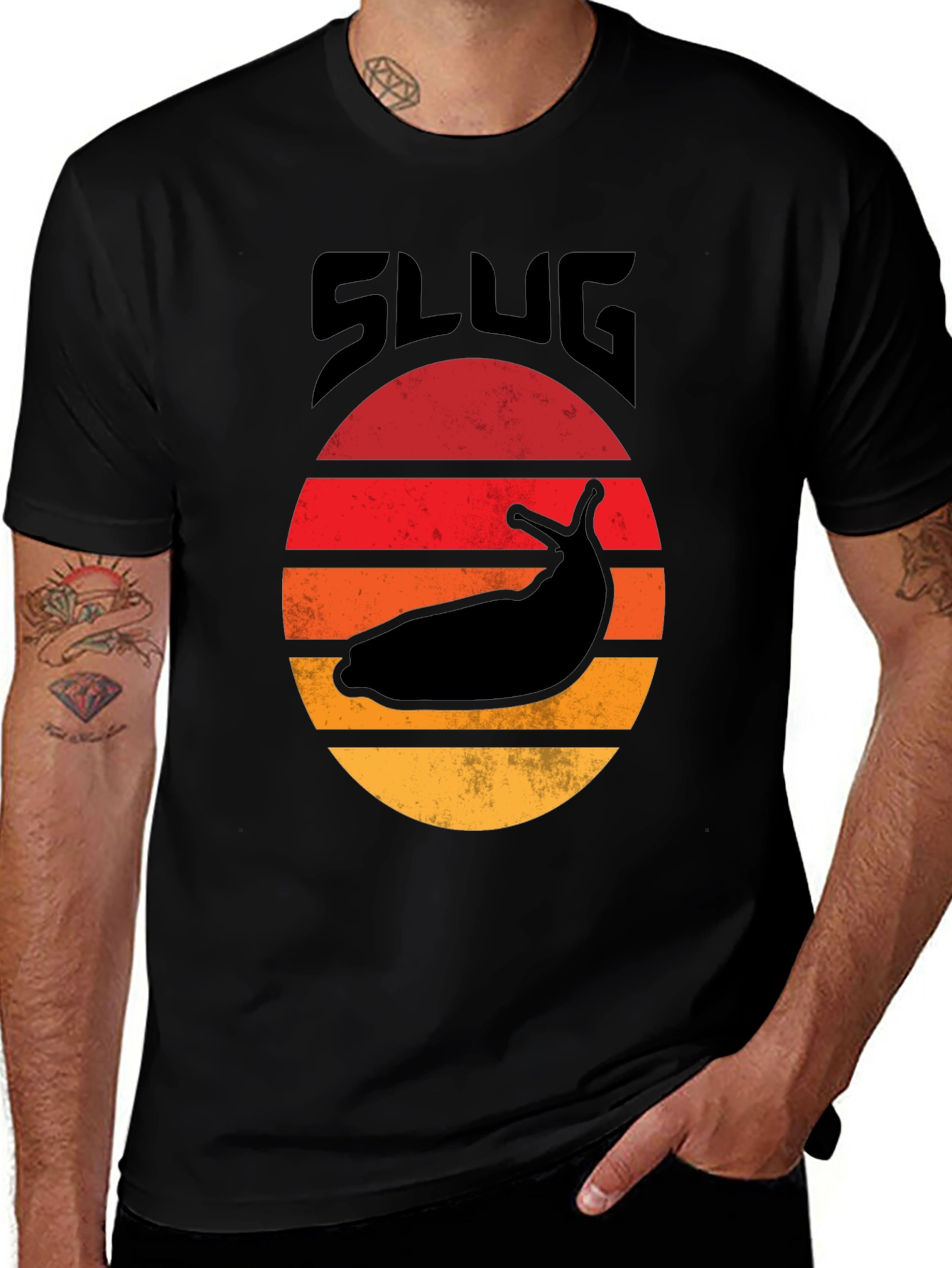 Variant 15 of Retro Slug Sunset Graphic Tee - Black