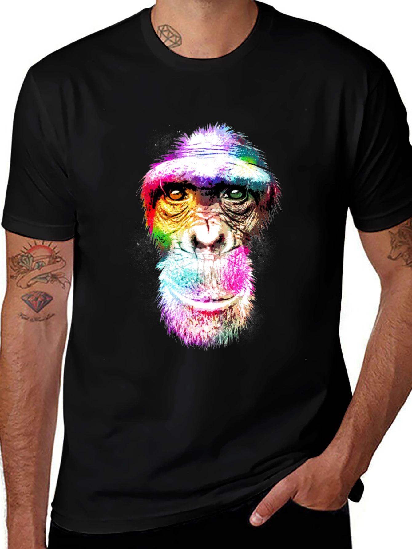 Variant 7 of Colorful Chimpanzee Graphic Print T-Shirt