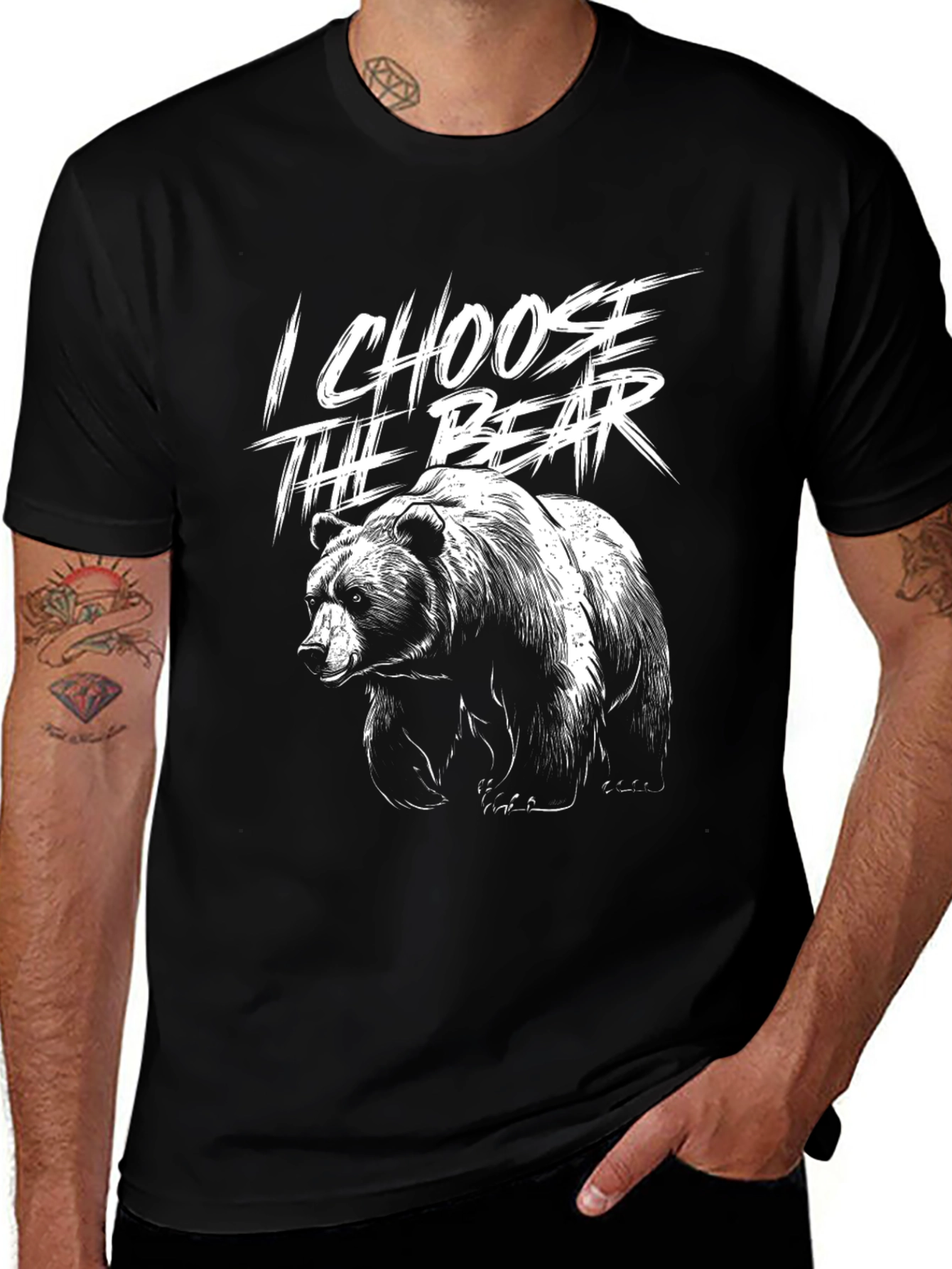 Variant 20 of I Choose The Bear Black Graphic Tee