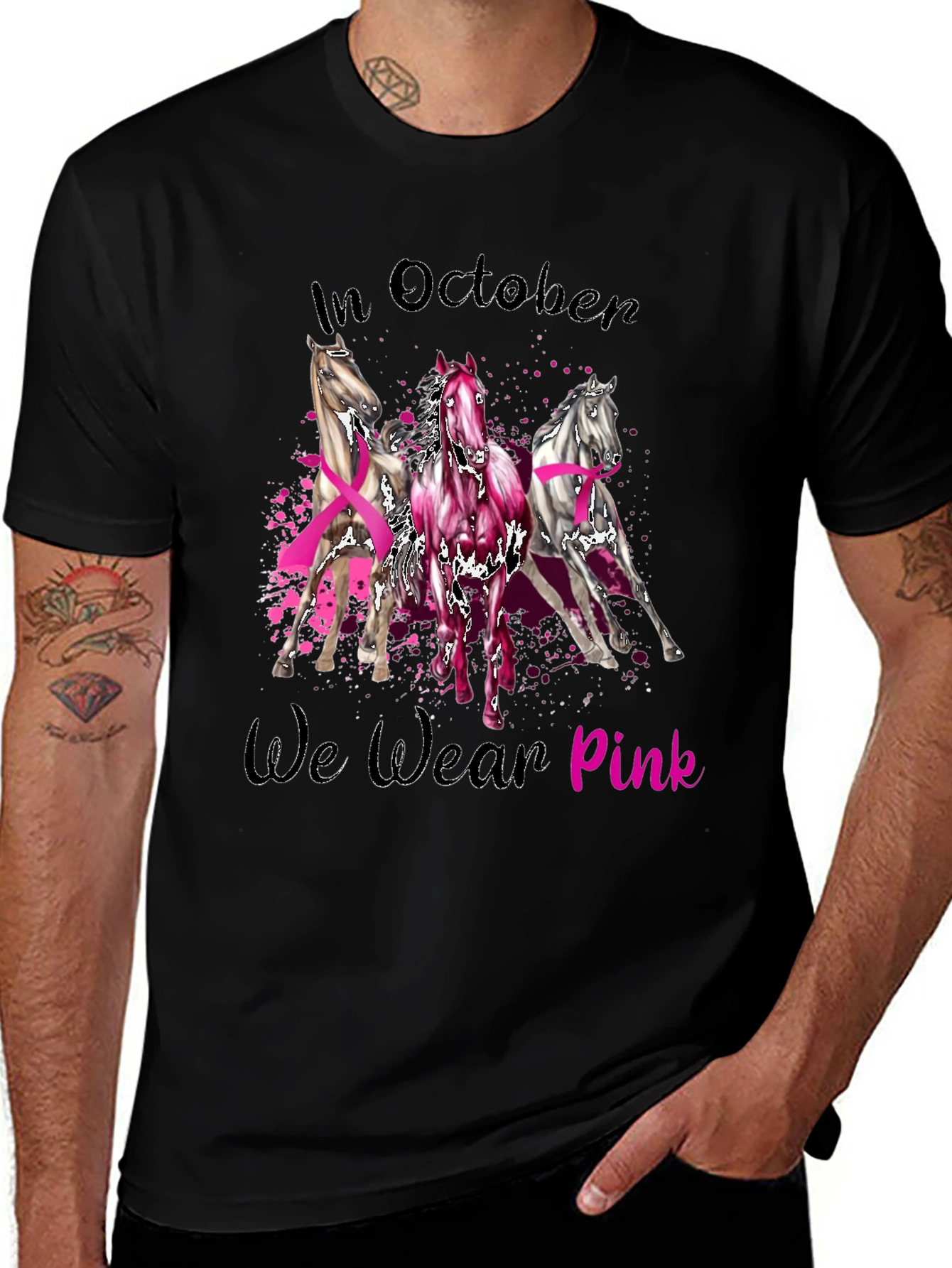 Variant 12 of October Breast Cancer Awareness Horse T-Shirt