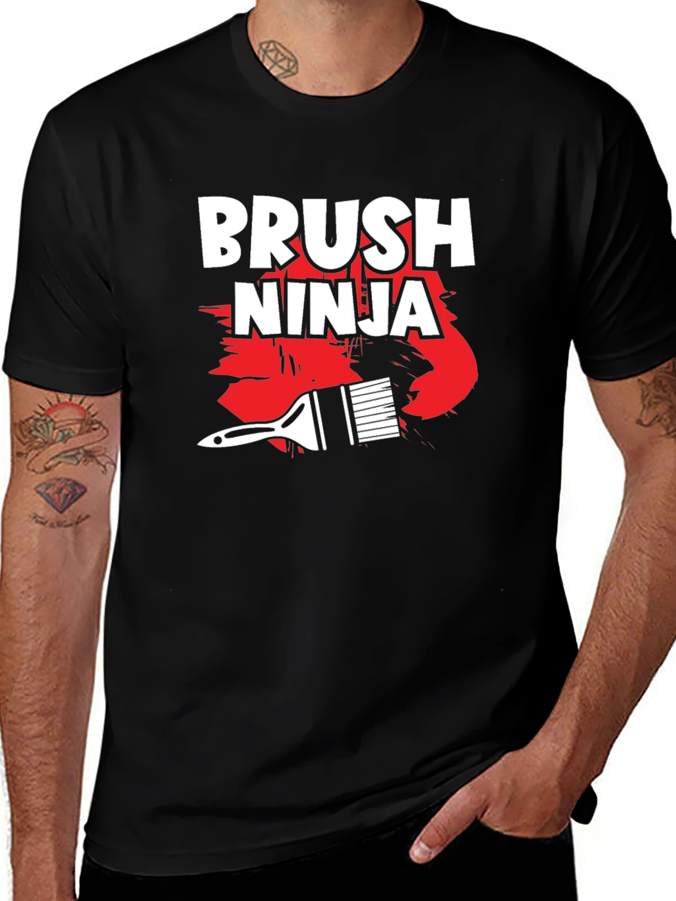 Variant 24 of Brush Ninja Graphic T-Shirt - Painter Humor Tee