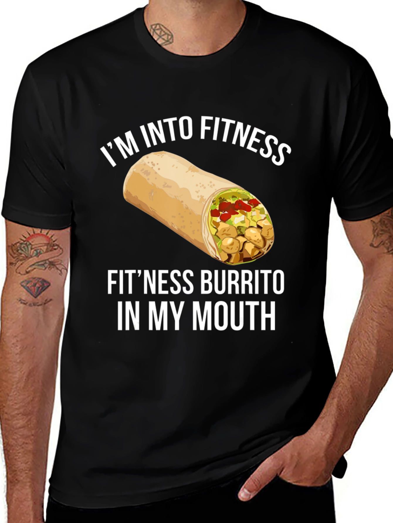 Variant 16 of Fitness Burrito Graphic T-Shirt - I'm Into Fitness Humor Tee