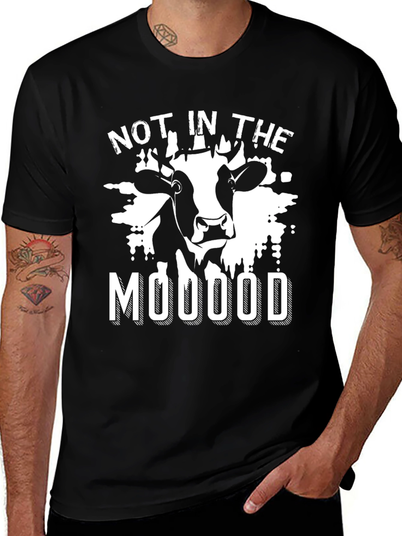 Variant 23 of Not in the Mooood T-Shirt, Funny Cow Graphic Tee