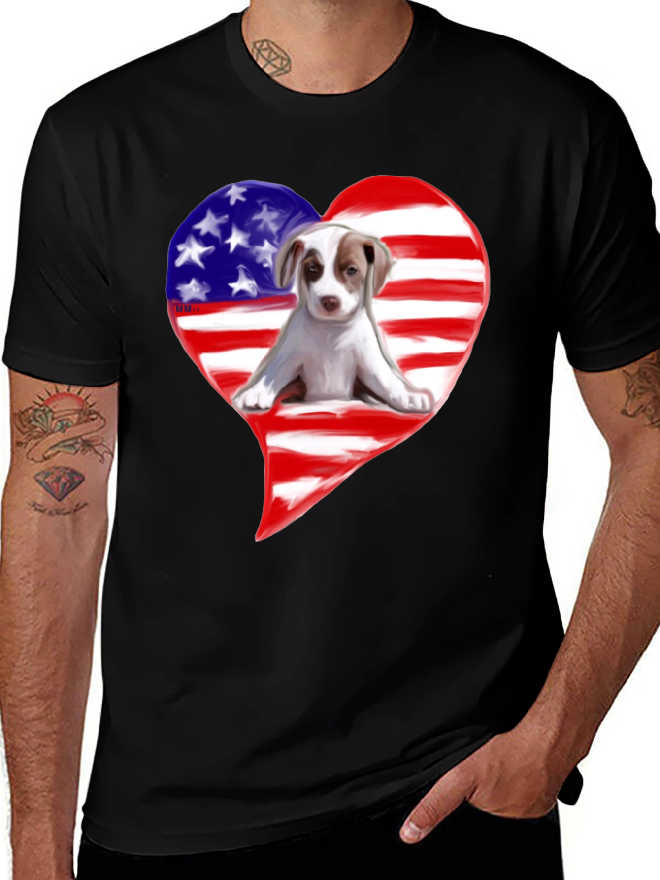 Patriotic Dog Heart T-Shirt