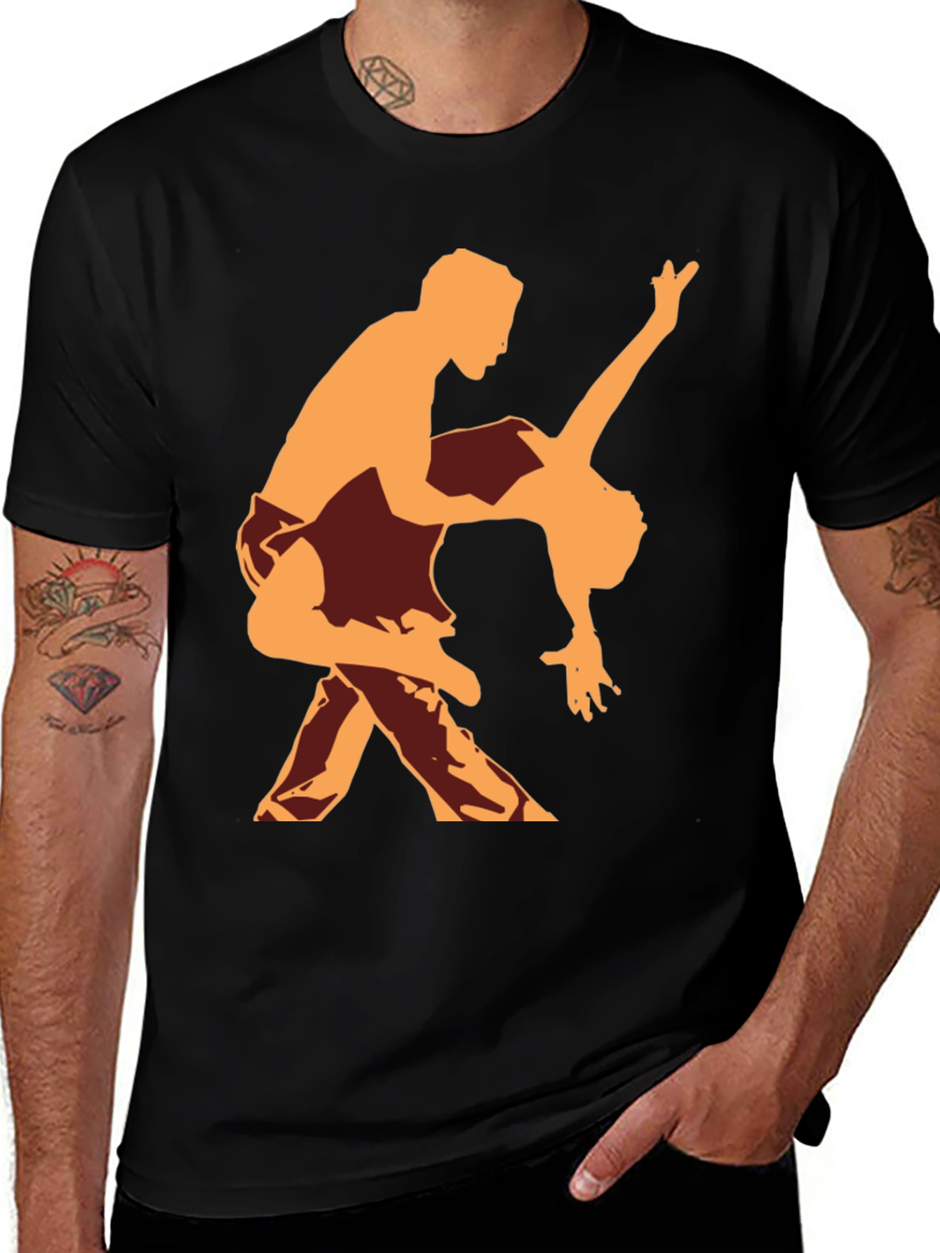 Variant 7 of Dancing Duo Graphic Tee - Stylish Black T-Shirt