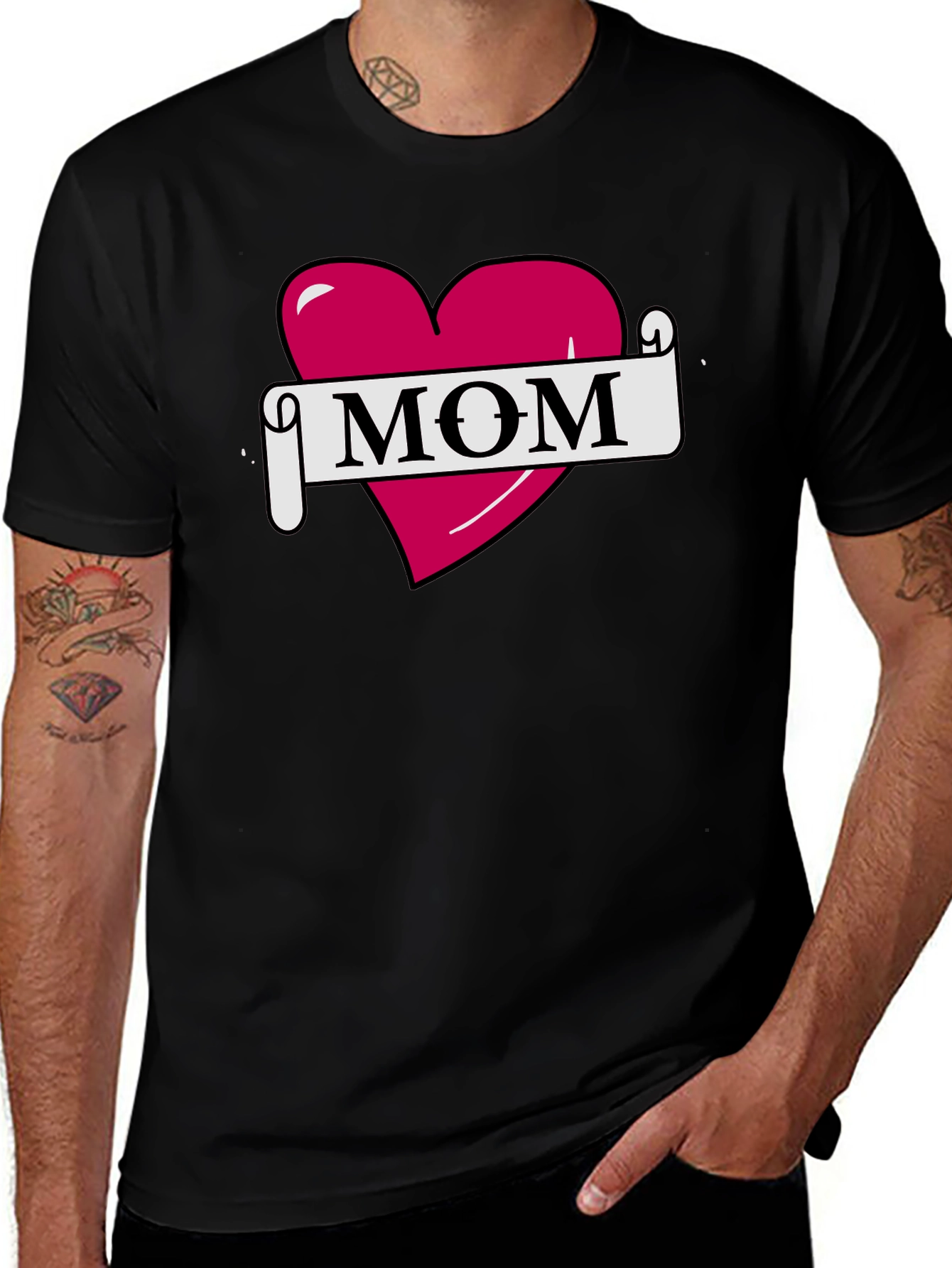 Variant 5 of Mom Heart Tattoo Black T-Shirt