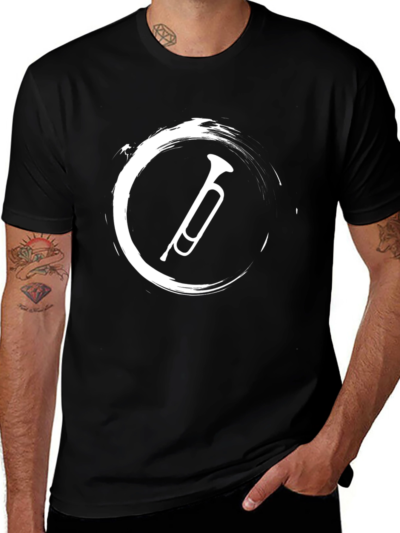 Variant 21 of Trumpet Circle Graphic T-Shirt - Black