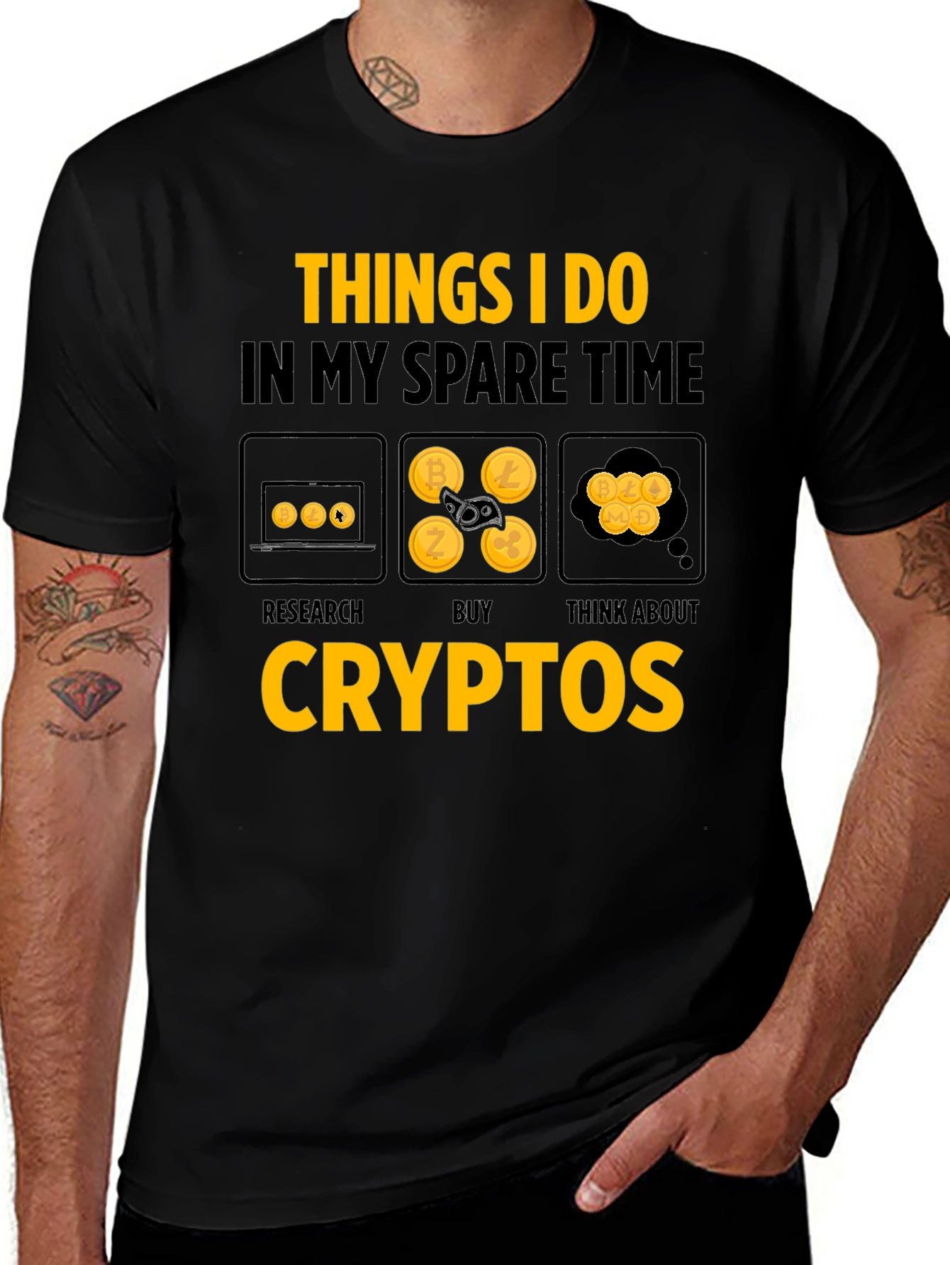 Variant 13 of Crypto Spare Time Black T-Shirt