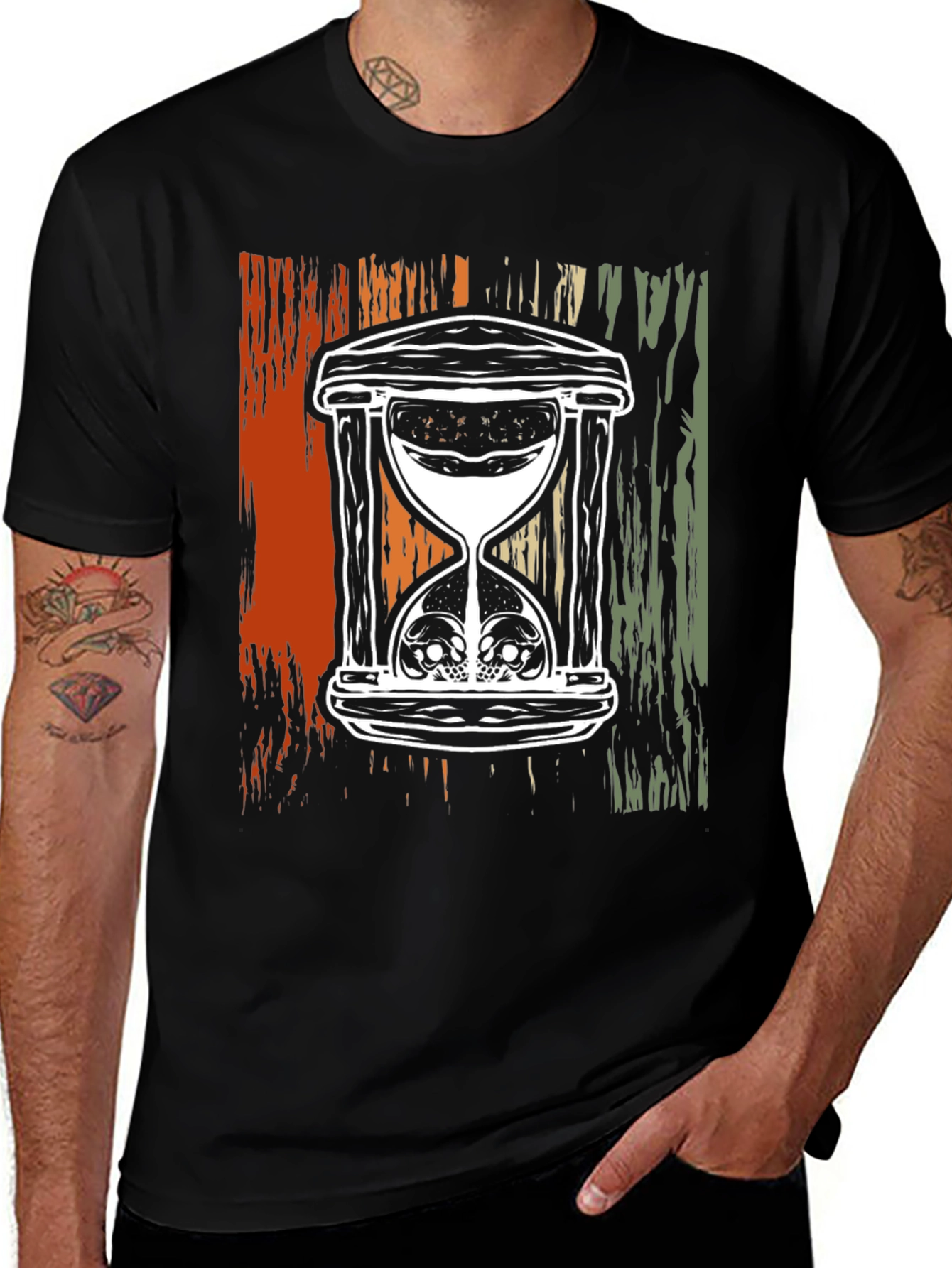 Skull Hourglass Graphic T-Shirt - Deathly Time
