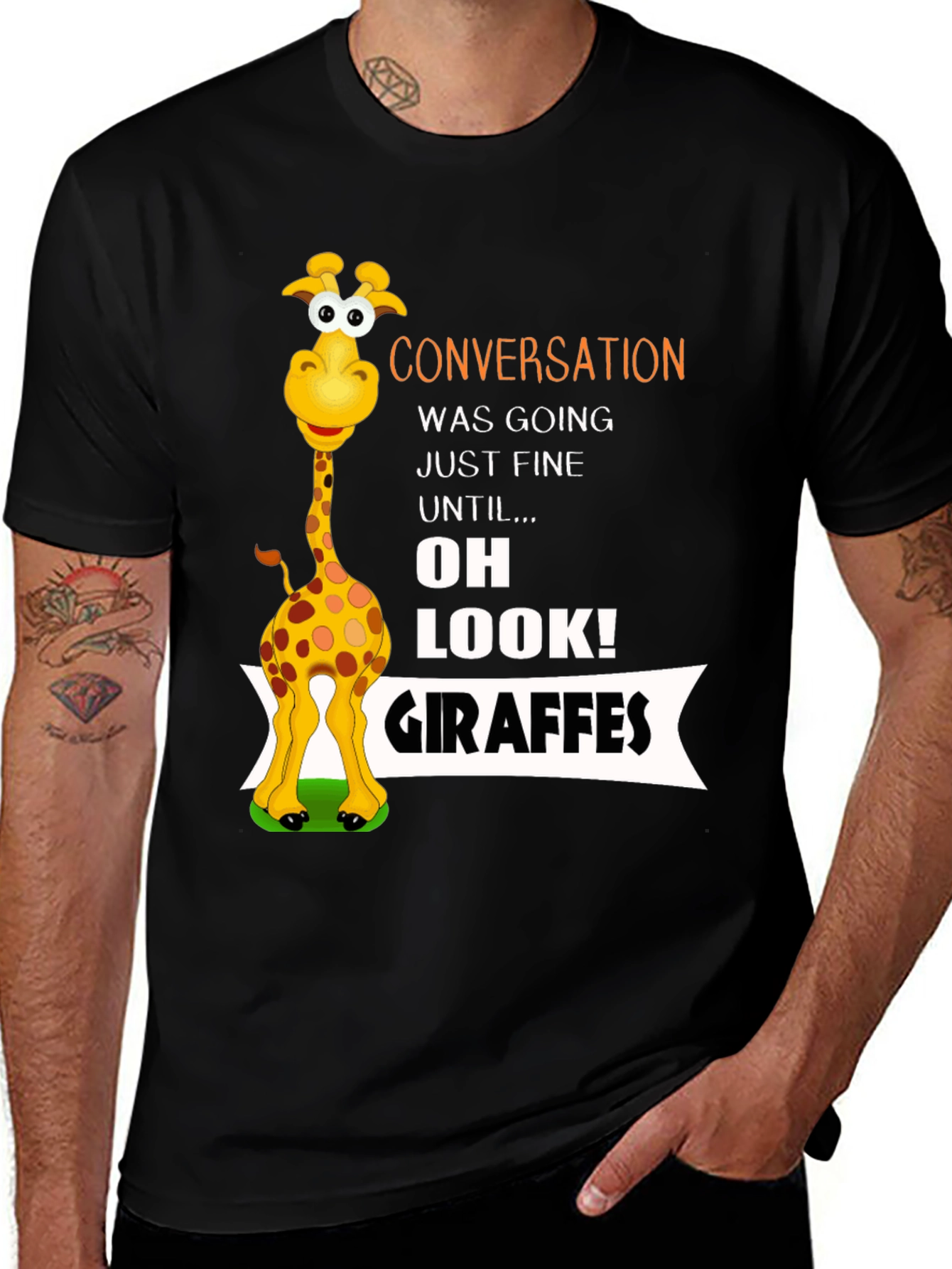 Variant 19 of Conversation Giraffe T-Shirt, Funny Animal Tee