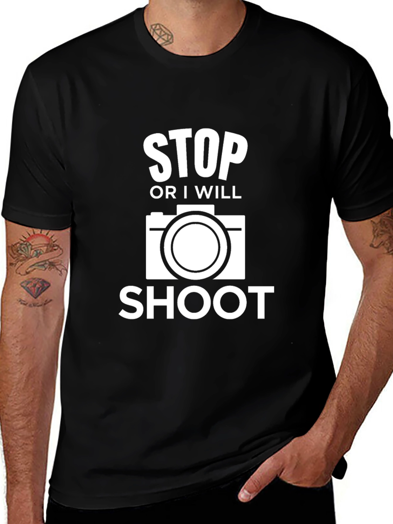 Variant 19 of Stop or I Will Shoot - Camera Graphic T-Shirt