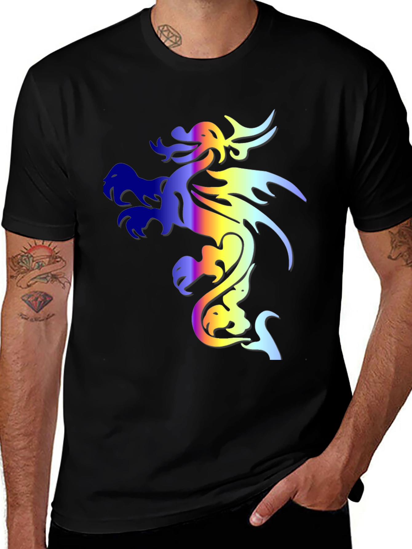 Variant 16 of Dragon Graphic Tee - Men's Black Short Sleeve Shirt