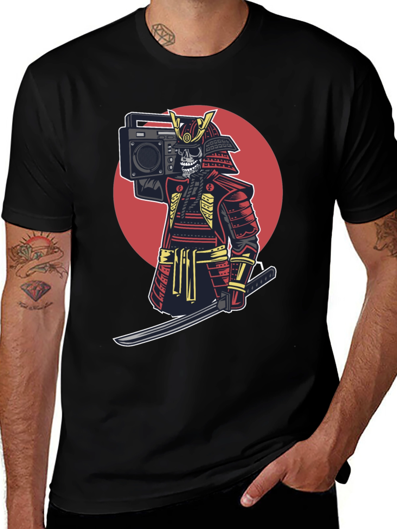 Variant 21 of Samurai Skeleton Boombox Graphic T-Shirt