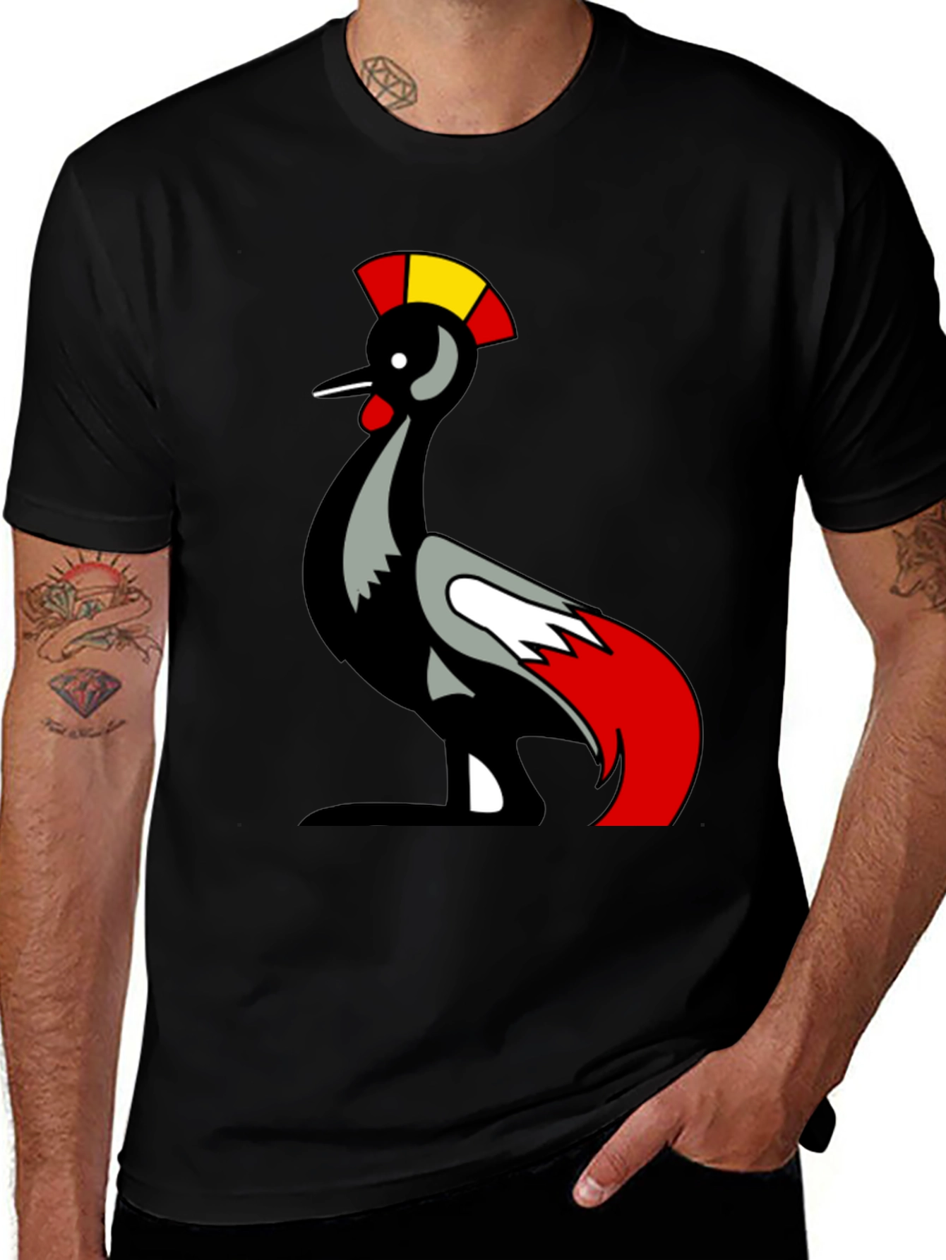 Variant 22 of Men's Black T-Shirt with Bird Graphic