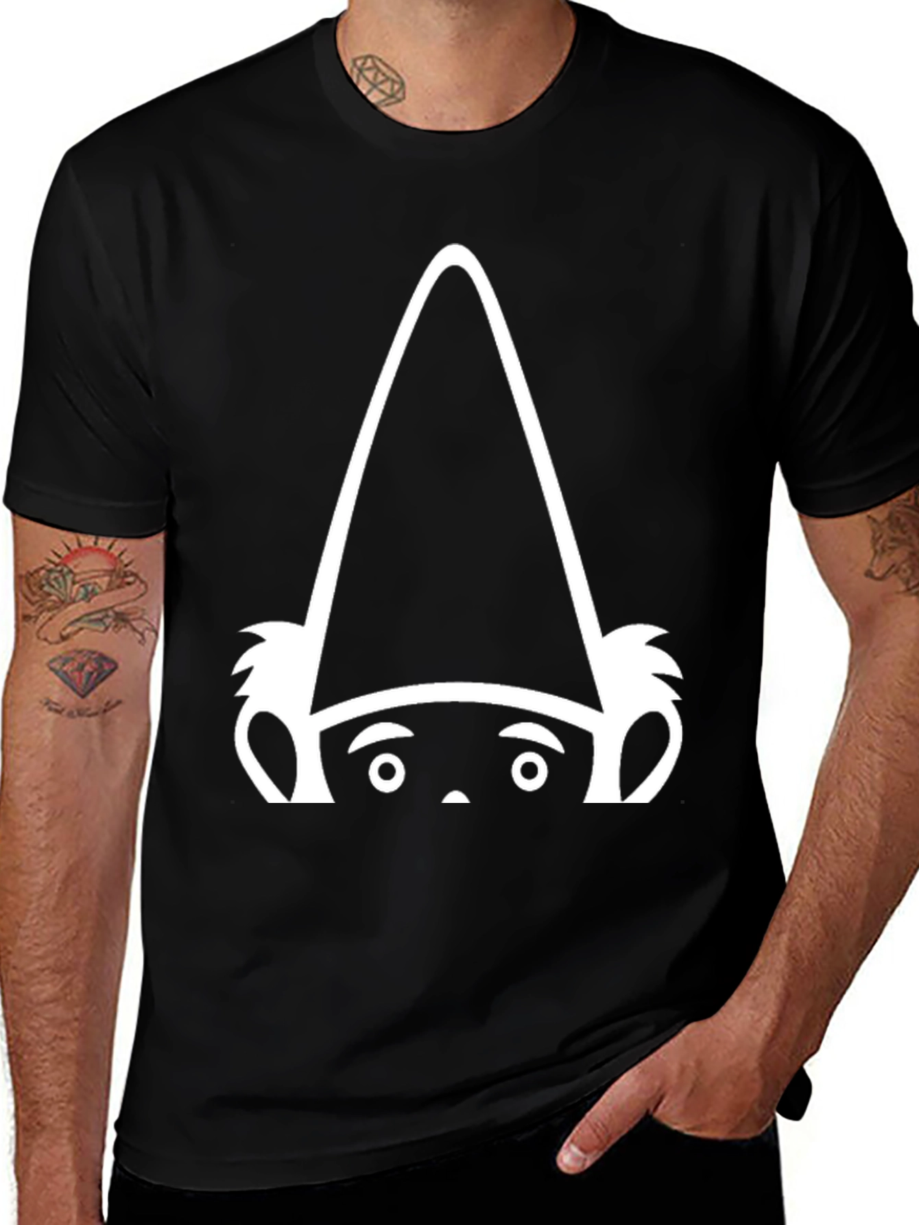 Variant 28 of Gnome Graphic T-Shirt - Black Cotton Tee