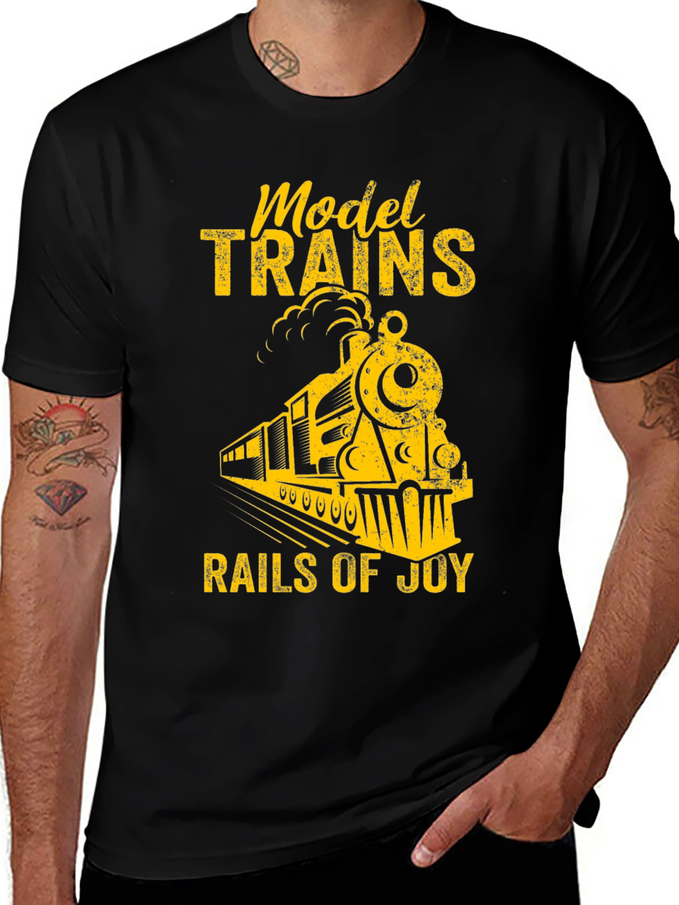 Black Model Trains Rails Of Joy Graphic Tee main image