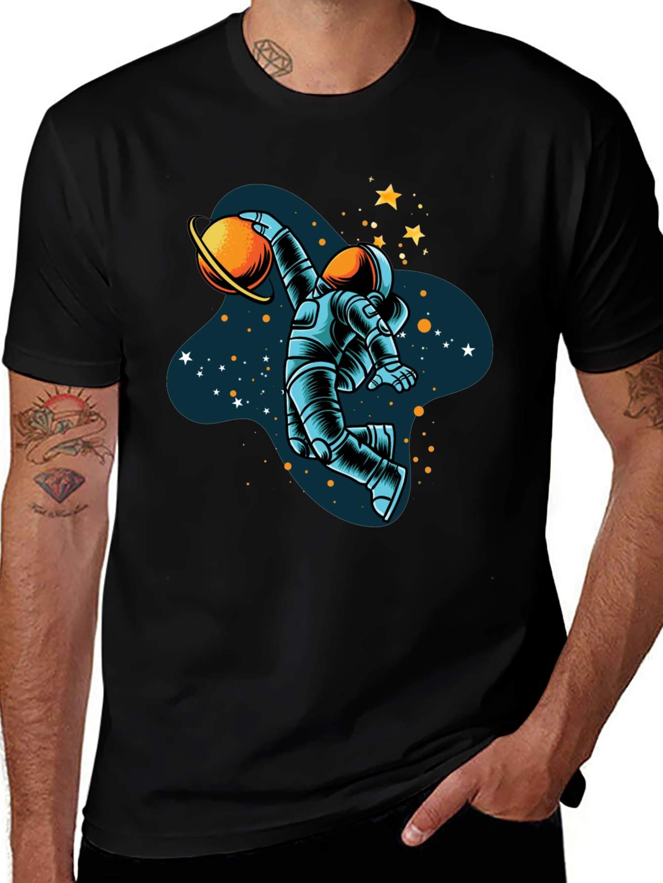 Variant 11 of Astronaut Dunking Planet Graphic T-Shirt