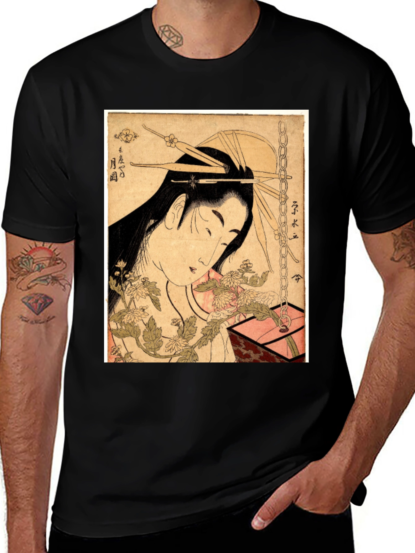 Ukiyo-e Art Black T-Shirt