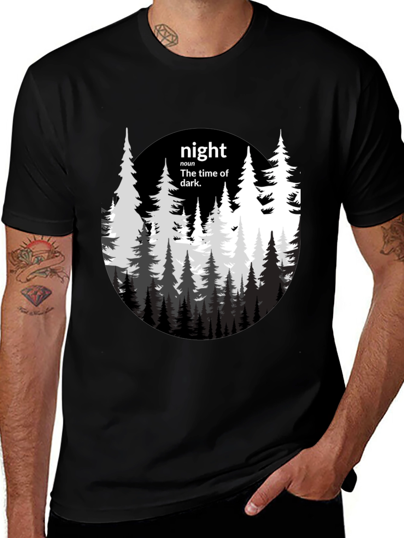 Variant 13 of Night Forest Graphic Tee - Unisex Black T-Shirt