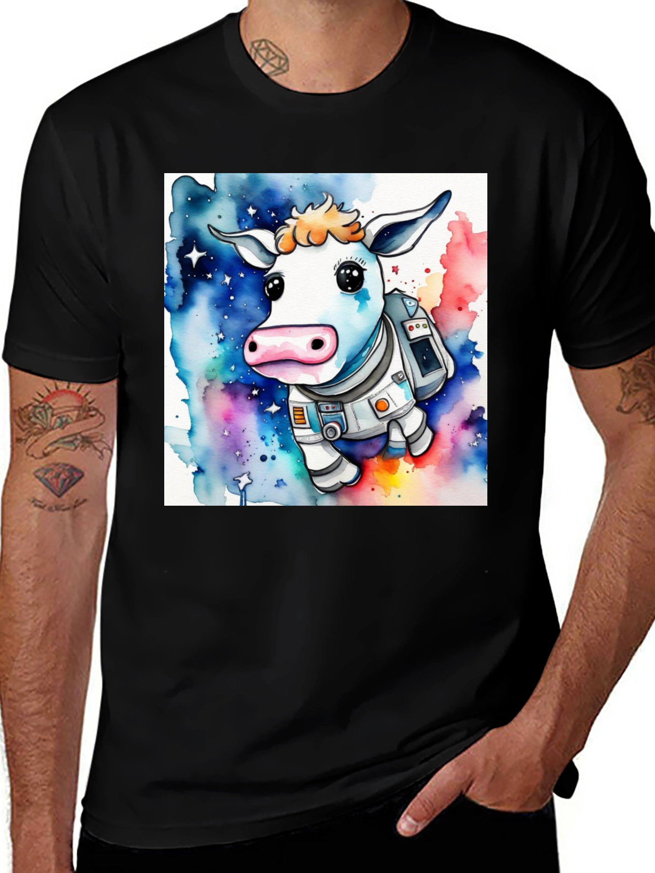 Variant 7 of Cow Astronaut Graphic T-Shirt - Space Moo-n Explorers!