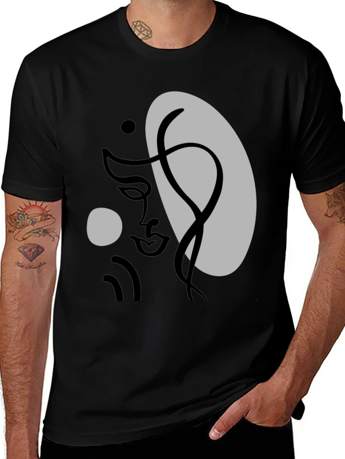 Variant 5 of Abstract Face Graphic Tee - Modern Art T-Shirt