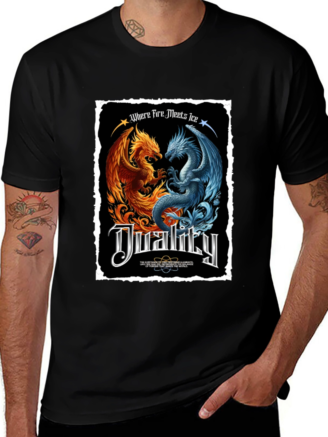 Variant 25 of Duality Fire and Ice Dragon Graphic T-Shirt