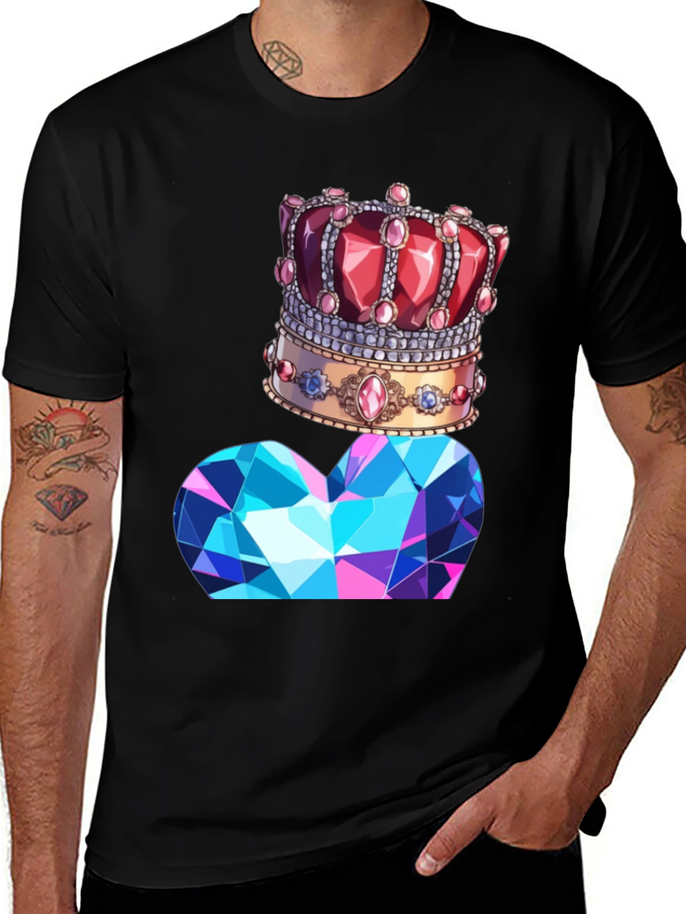 Crown & Diamond T-Shirt - Stylish Graphic Tee
