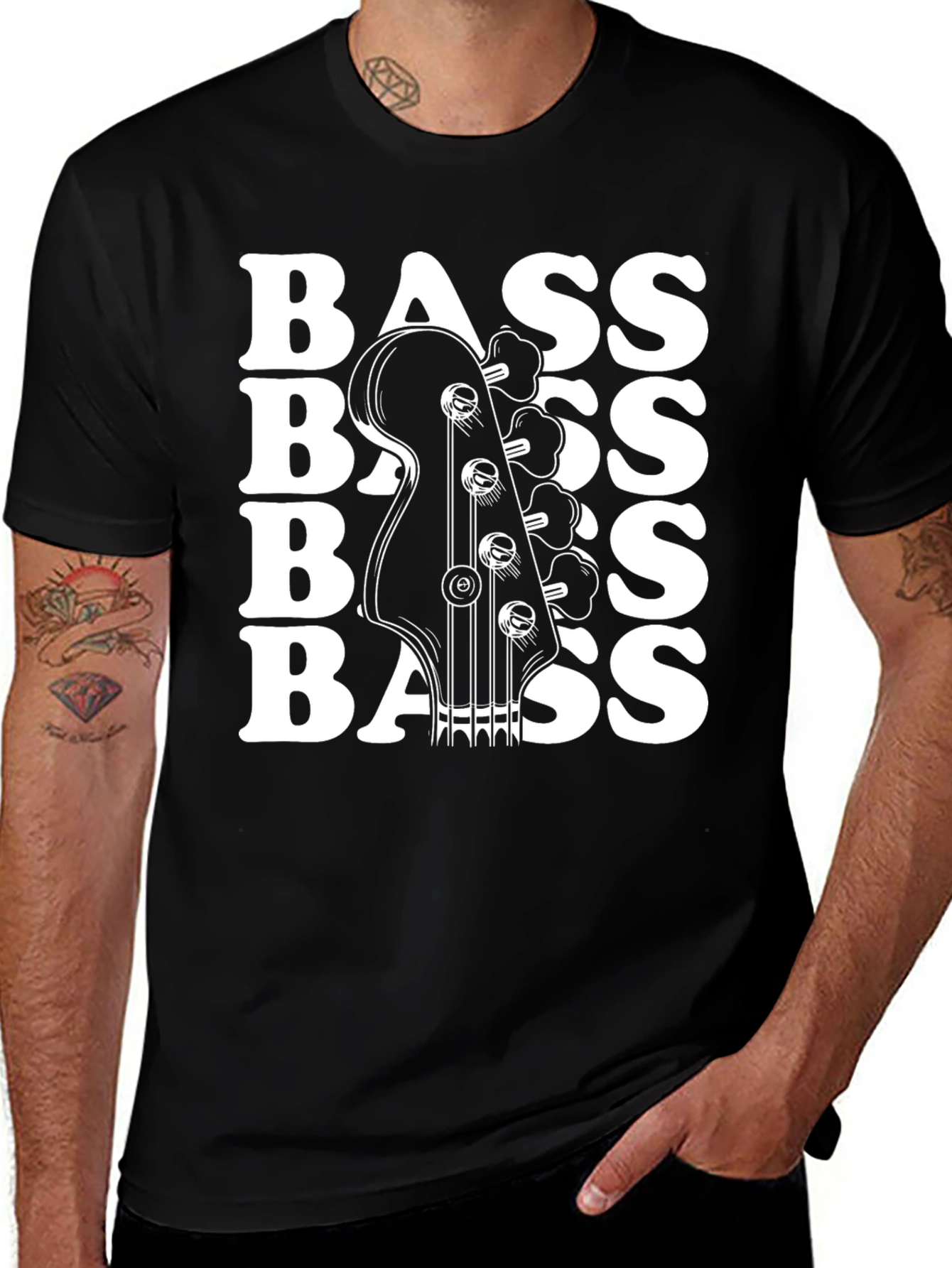 Variant 17 of Bass Guitar Black Graphic Tee