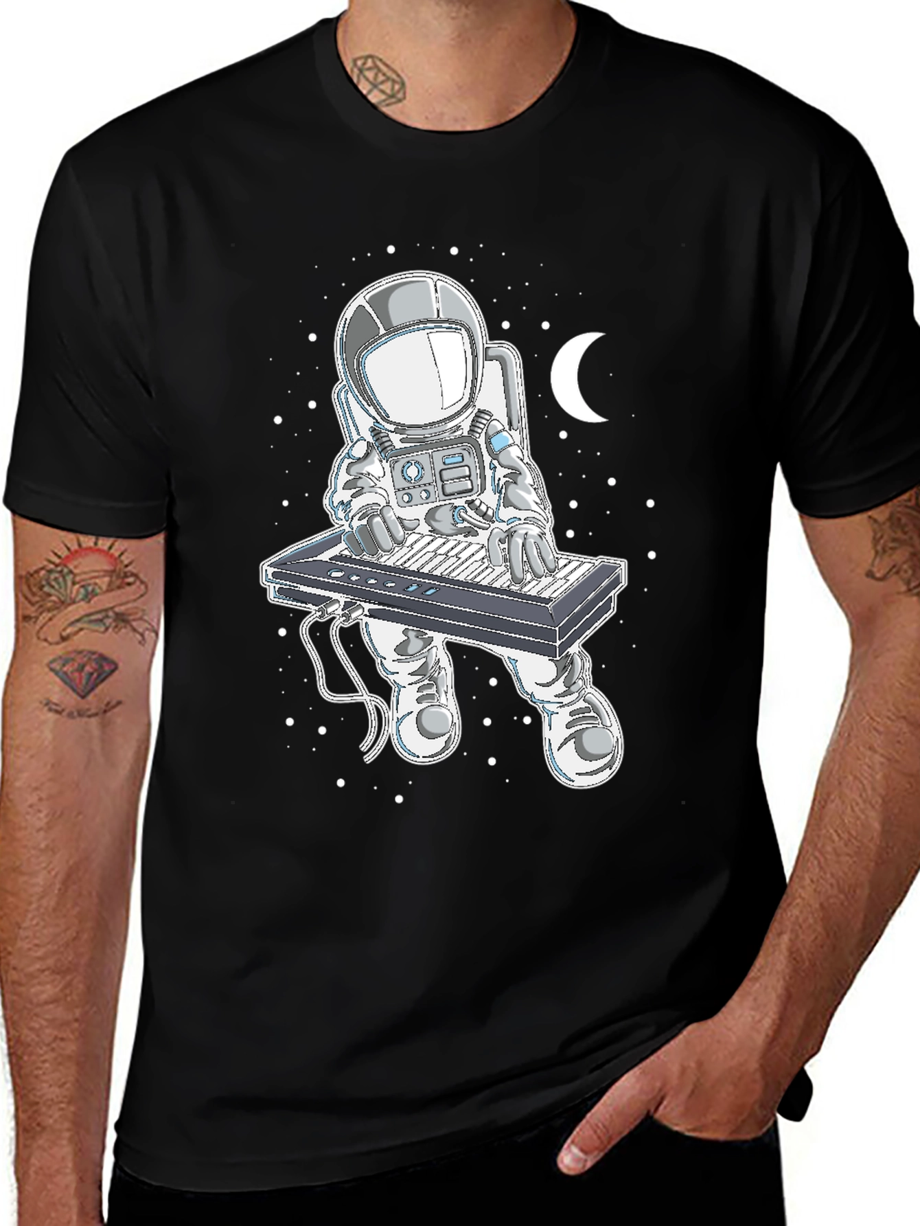 Variant 19 of Astronaut Keyboard Player Graphic T-Shirt