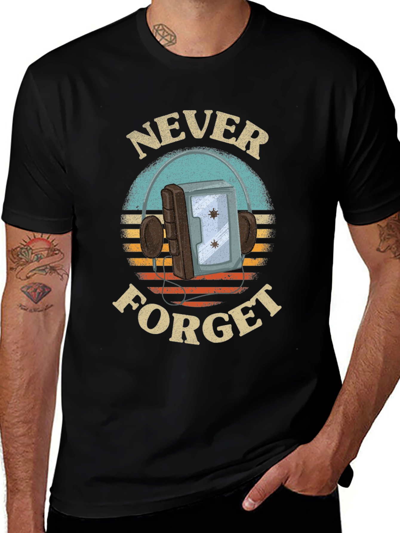 Variant 18 of Retro "Never Forget" Cassette Player Graphic Tee