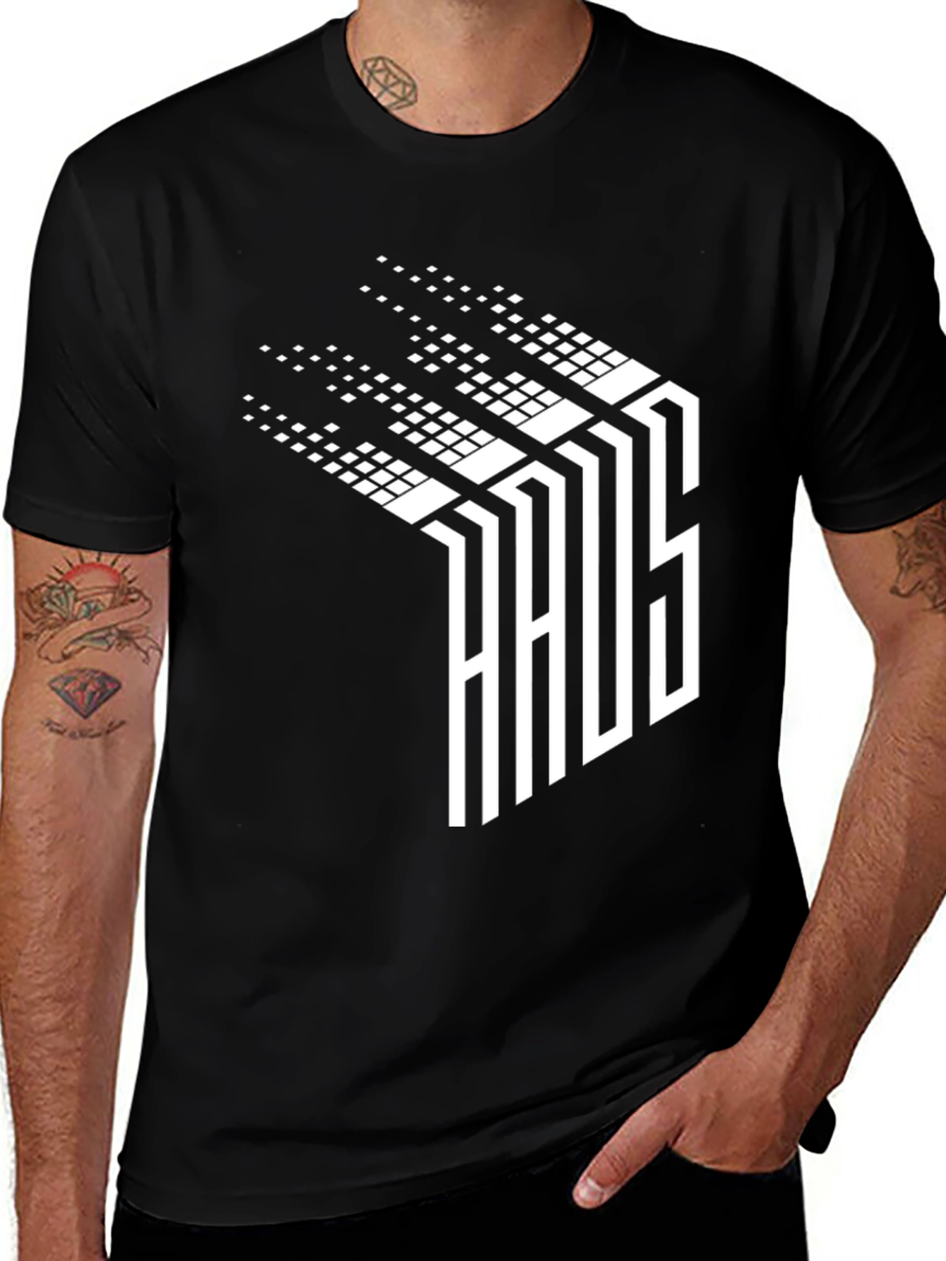 Variant 28 of Abstract Pixelated Word T-Shirt - Black