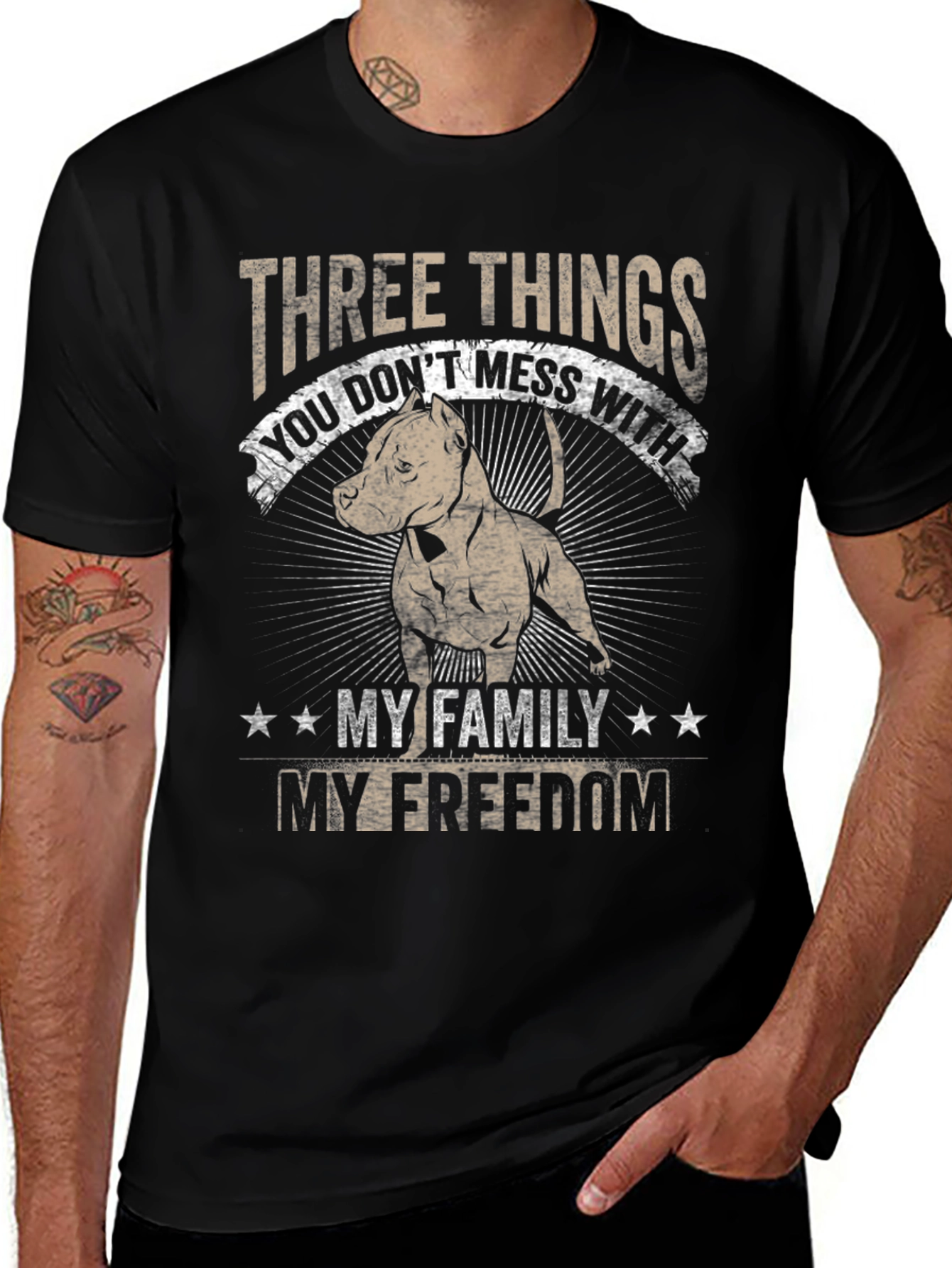 Variant 28 of Three Things Pitbull Graphic T-Shirt