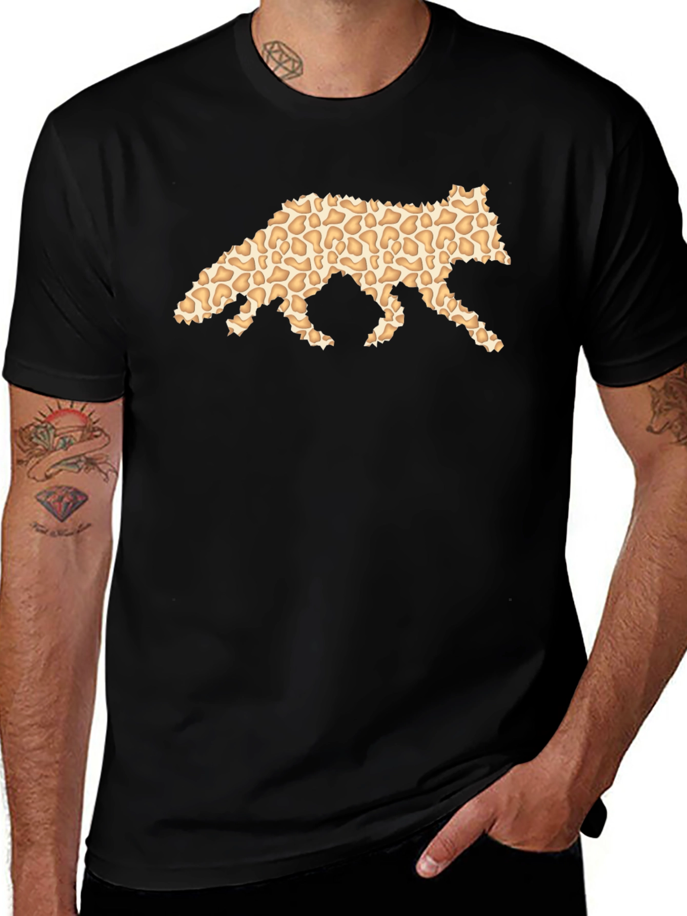 Variant 8 of Cool Leopard Print Fox Graphic T-Shirt