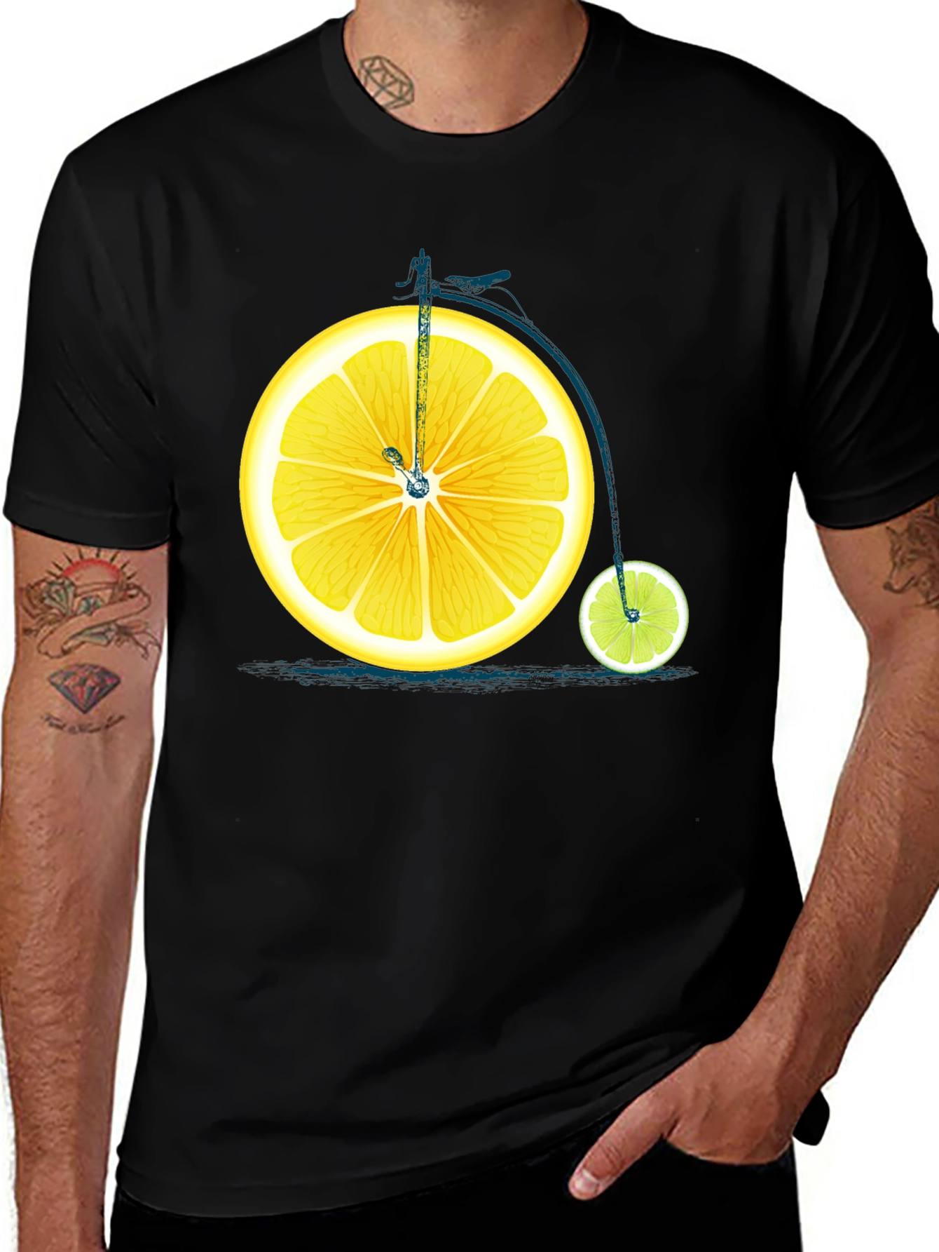 Variant 13 of Lemon Bicycle Graphic Tee - Unique Fruit Design